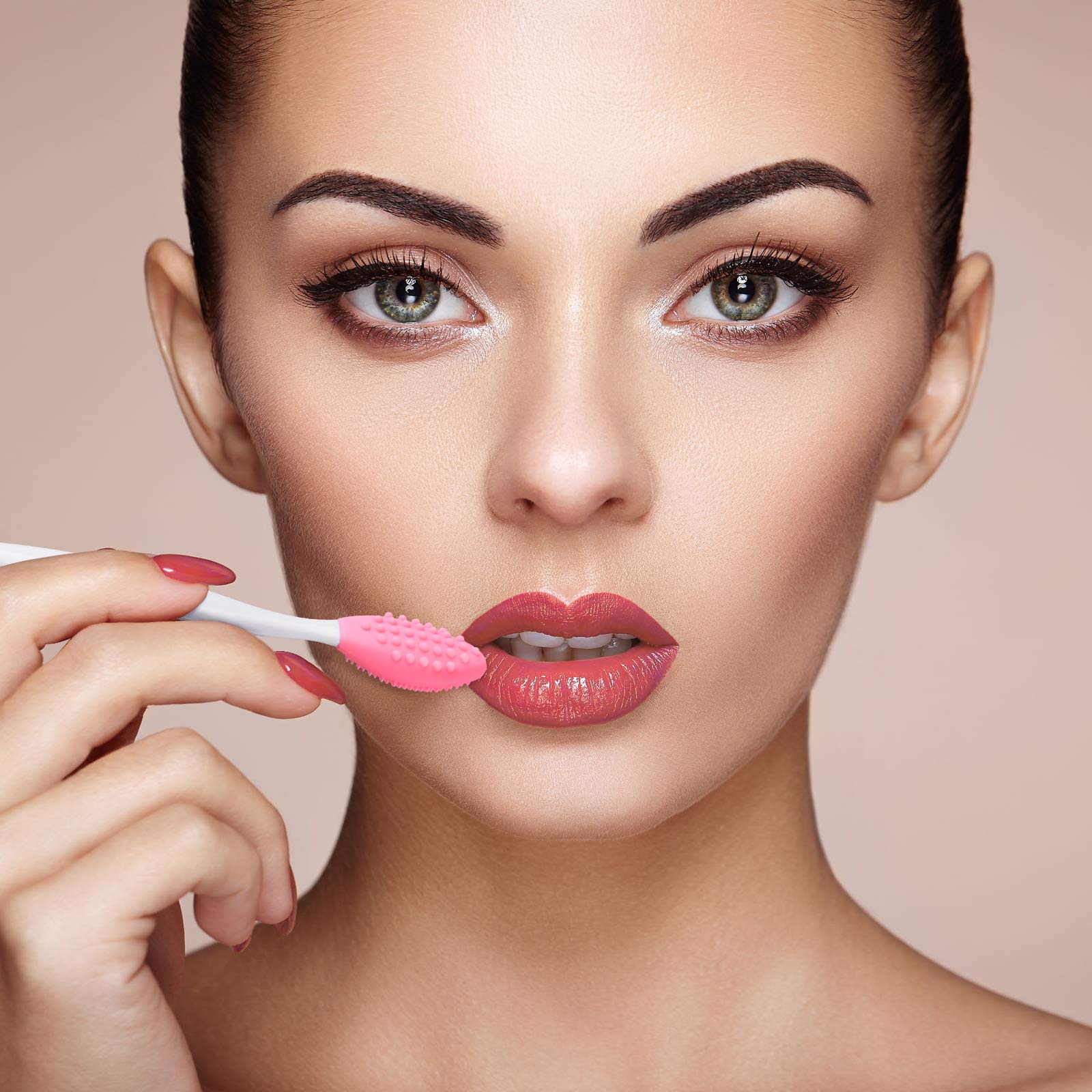 24 Pcs Silicone Exfoliating Lip Brush with Container, Double Sided Silicone Lip Scrubber Soft Cleaning Lip Brush Face Cleaning A