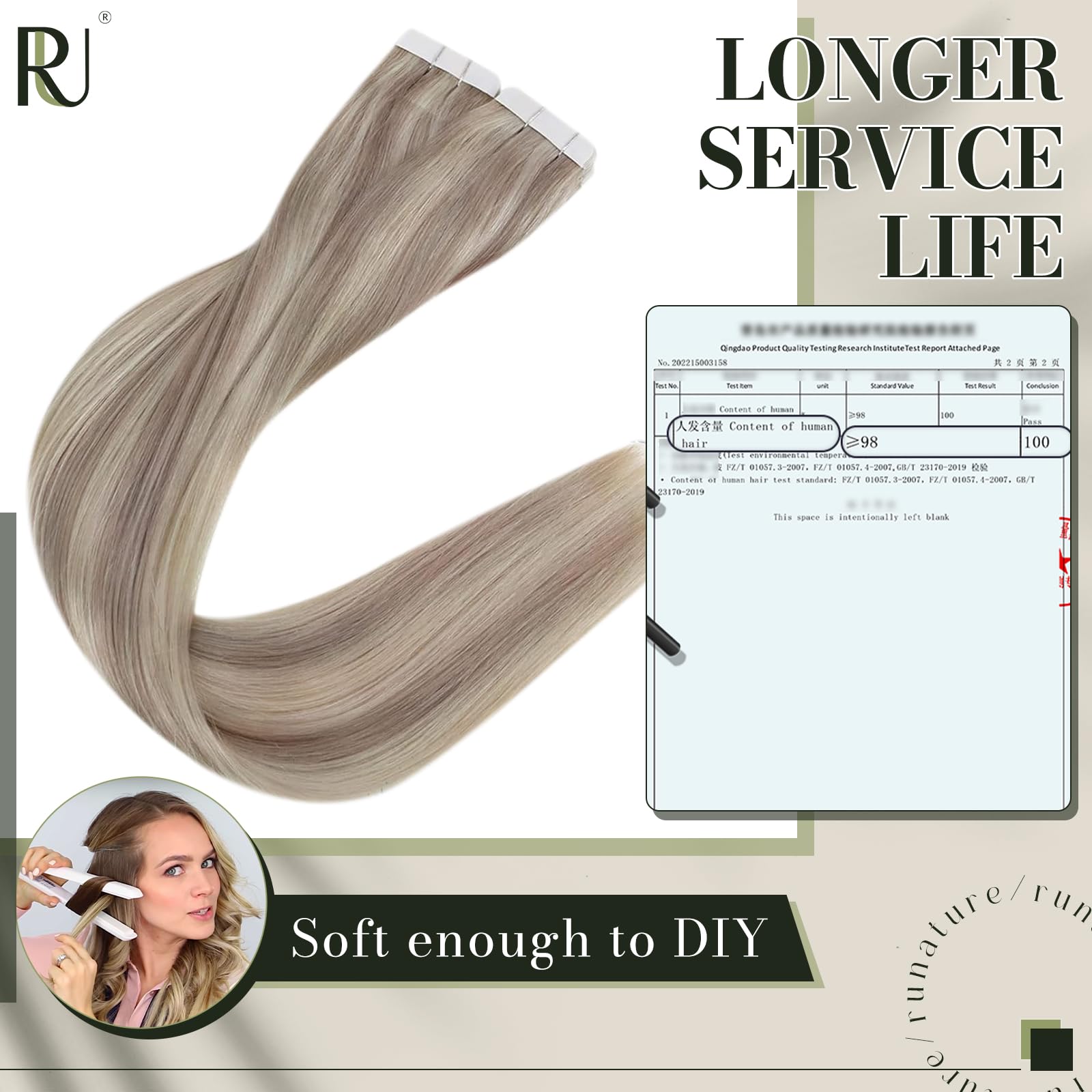 Runature Blonde Hair Extensions Tape In Real Human Hair 16 Inch Straight Invisible Tape In Hair Extensions Human Hair Grey Blond
