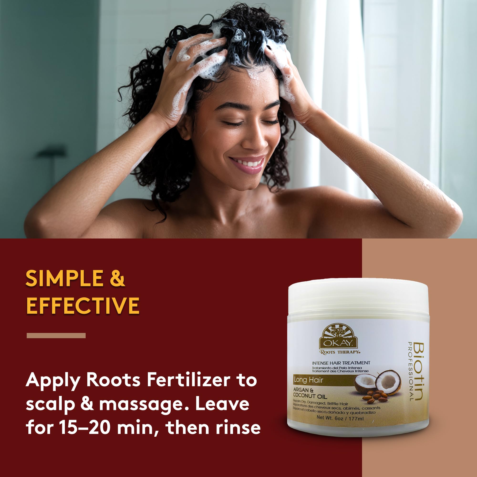 Okay Roots Therapy Biotin Argan Coconut Professional Intense hair Treatment, 6 Ounce