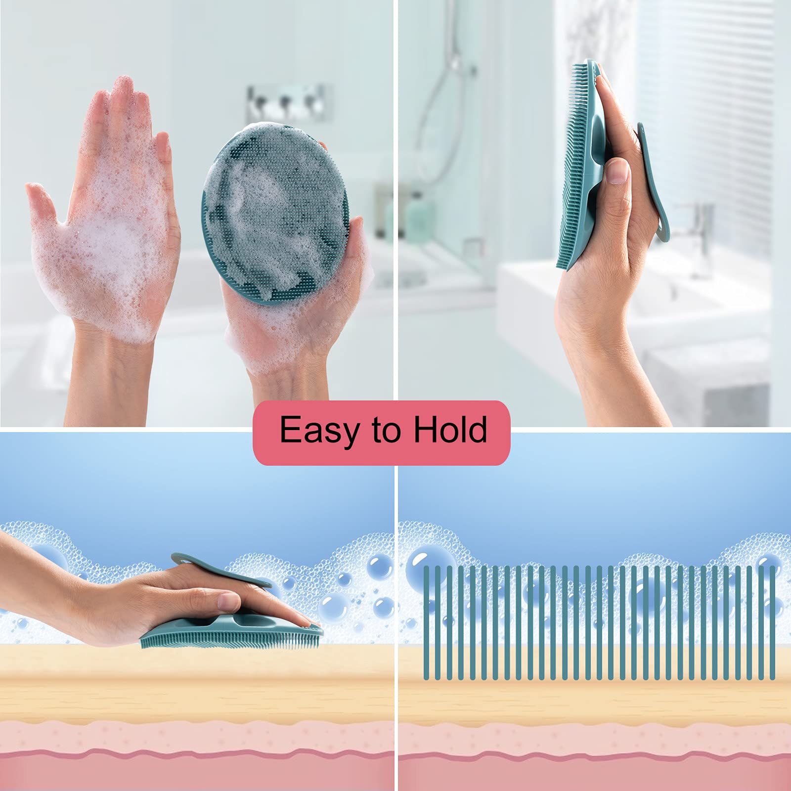 Innerneed Soft Silicone Body Cleansing Brush Shower Scrubber, Gentle Exfoliating And Massage For All Kinds Of Skin (Dark Green)
