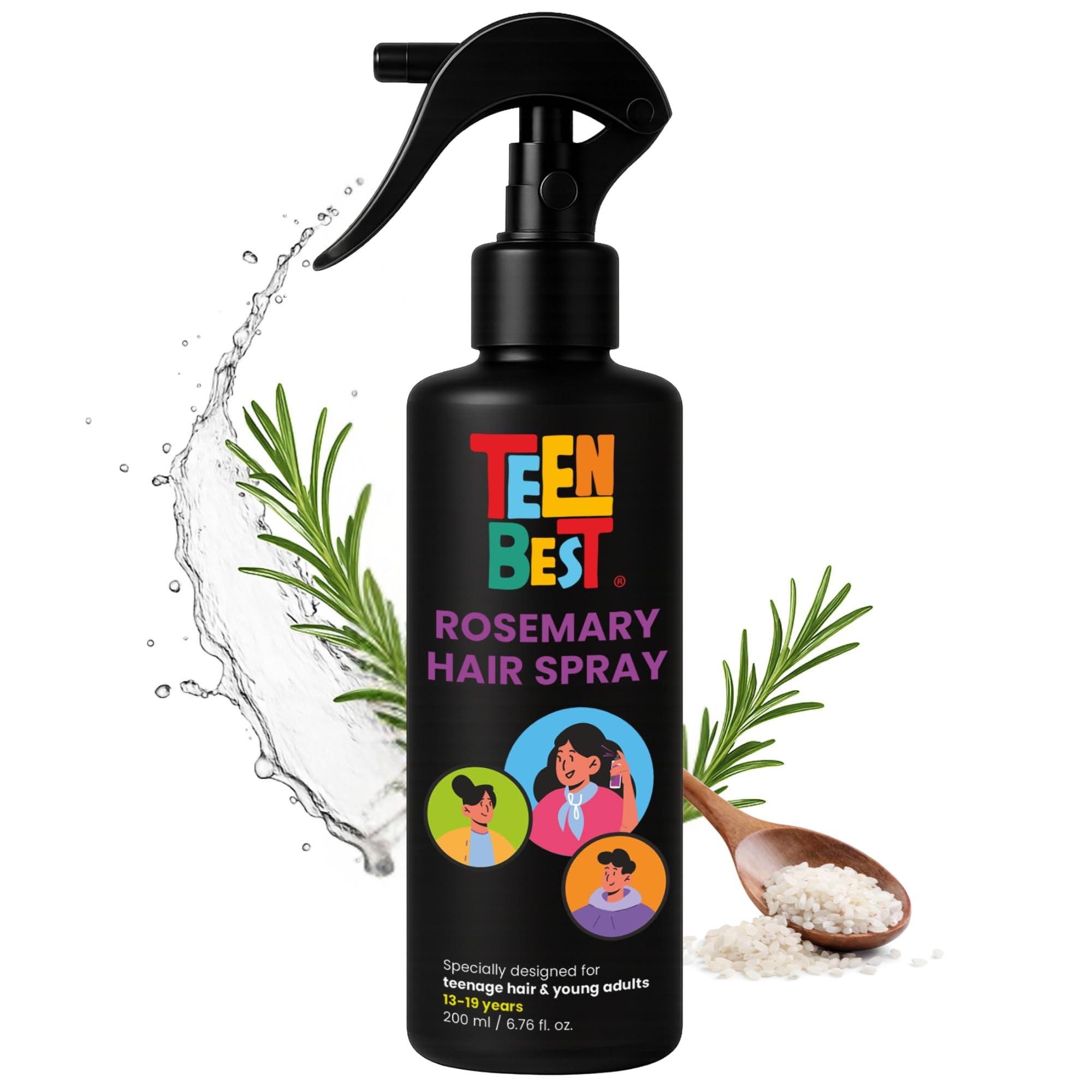 Healthbest Teens Rosemary Water Spray For Hair Growth 200 Ml - Lightweight Hair Styling Mist For Kids And Teens For Hair Fall Co