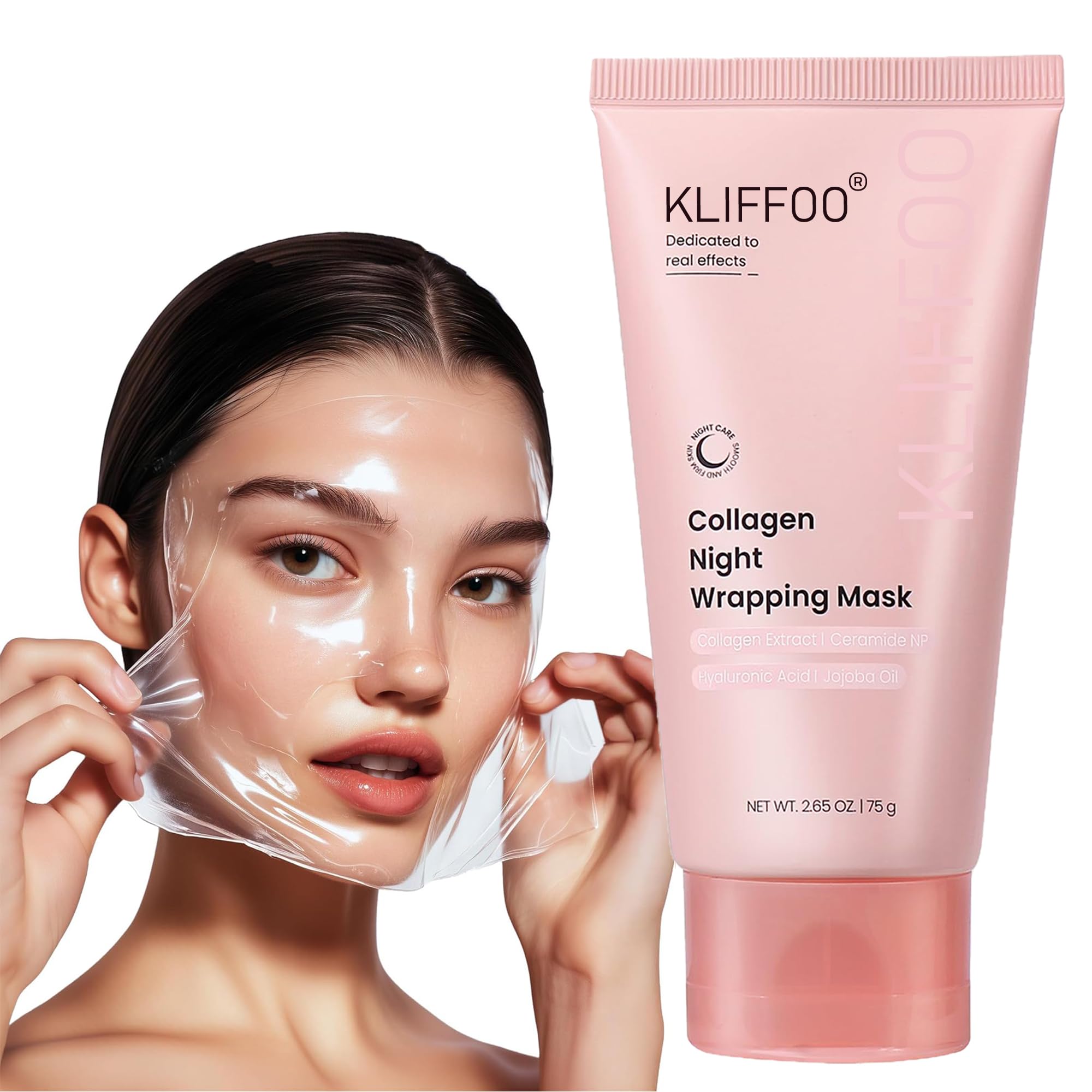 Kliffoo Collagen Night Wrapping Peel Off Facial Mask 75Ml Elasticity & Hydration Care, Reduces Sagging & Dullness, Korean Glass
