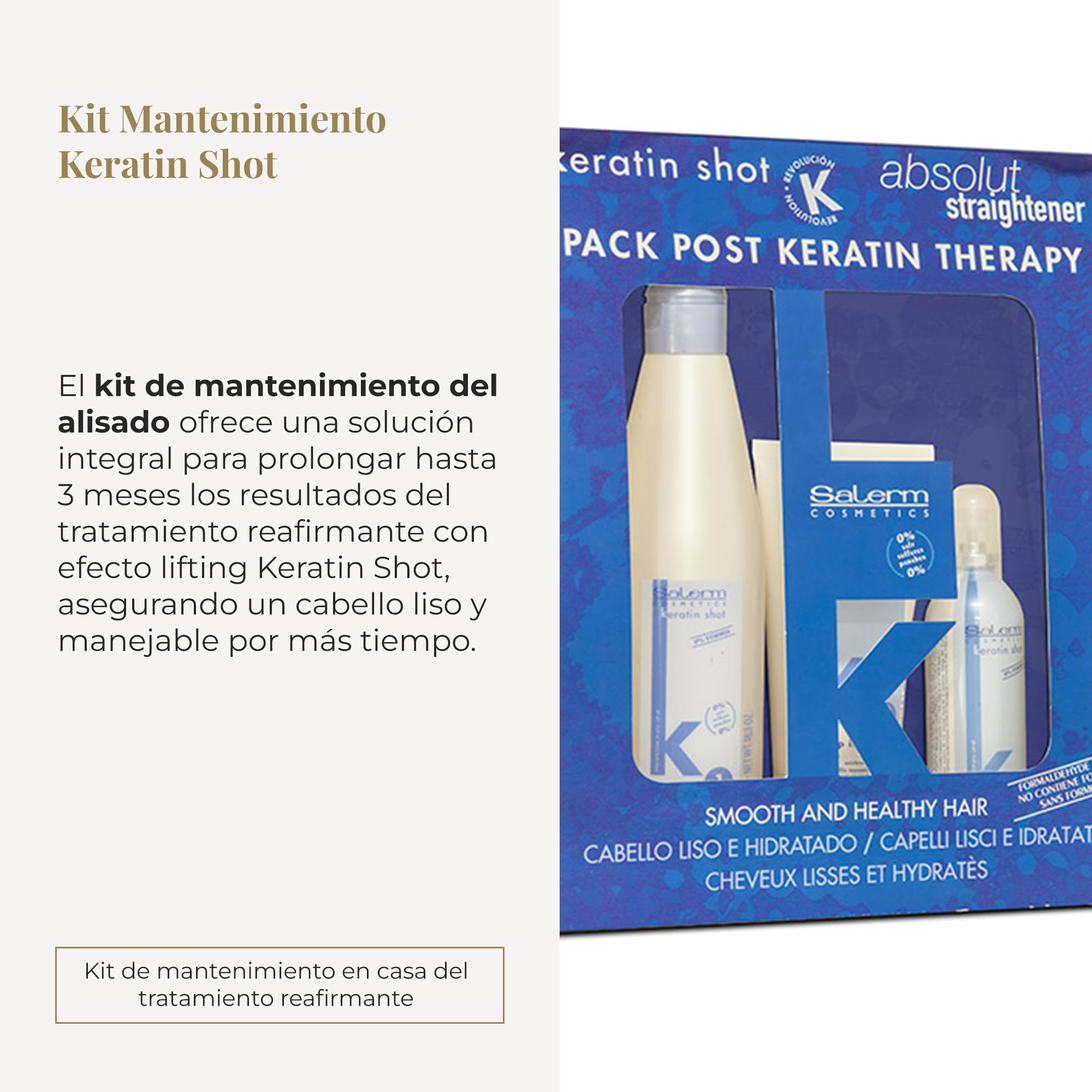Salerm Cosmetics Kit Keratin Shot Maintenance Treatment - Pack of 3 x 266.67 ml - Total: 4.00ml