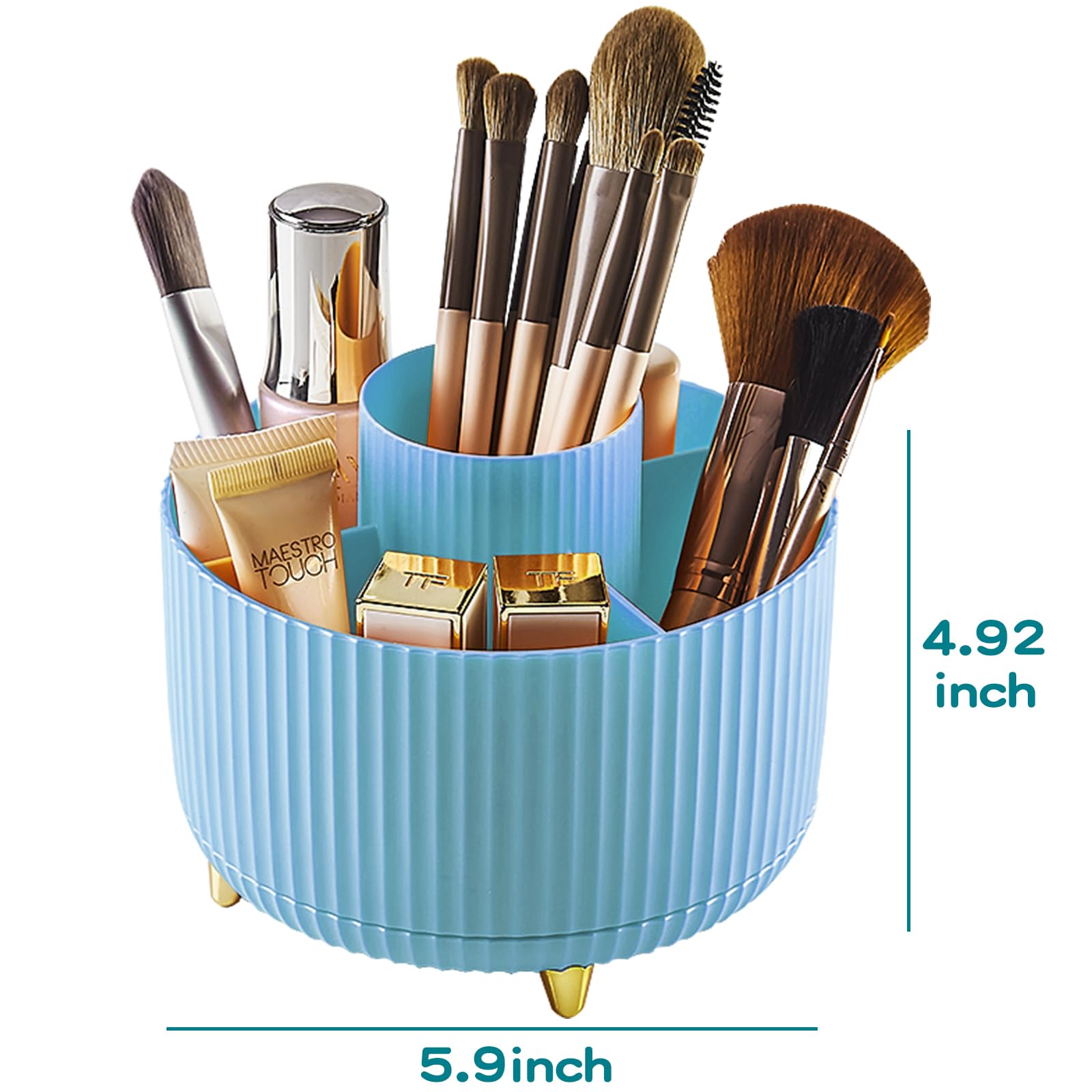 Fanado 360 Rotate Makeup Brush Holder Organizer, Makeup Organizers Countertop, Makeup Organization And Skincare Storage With Gif