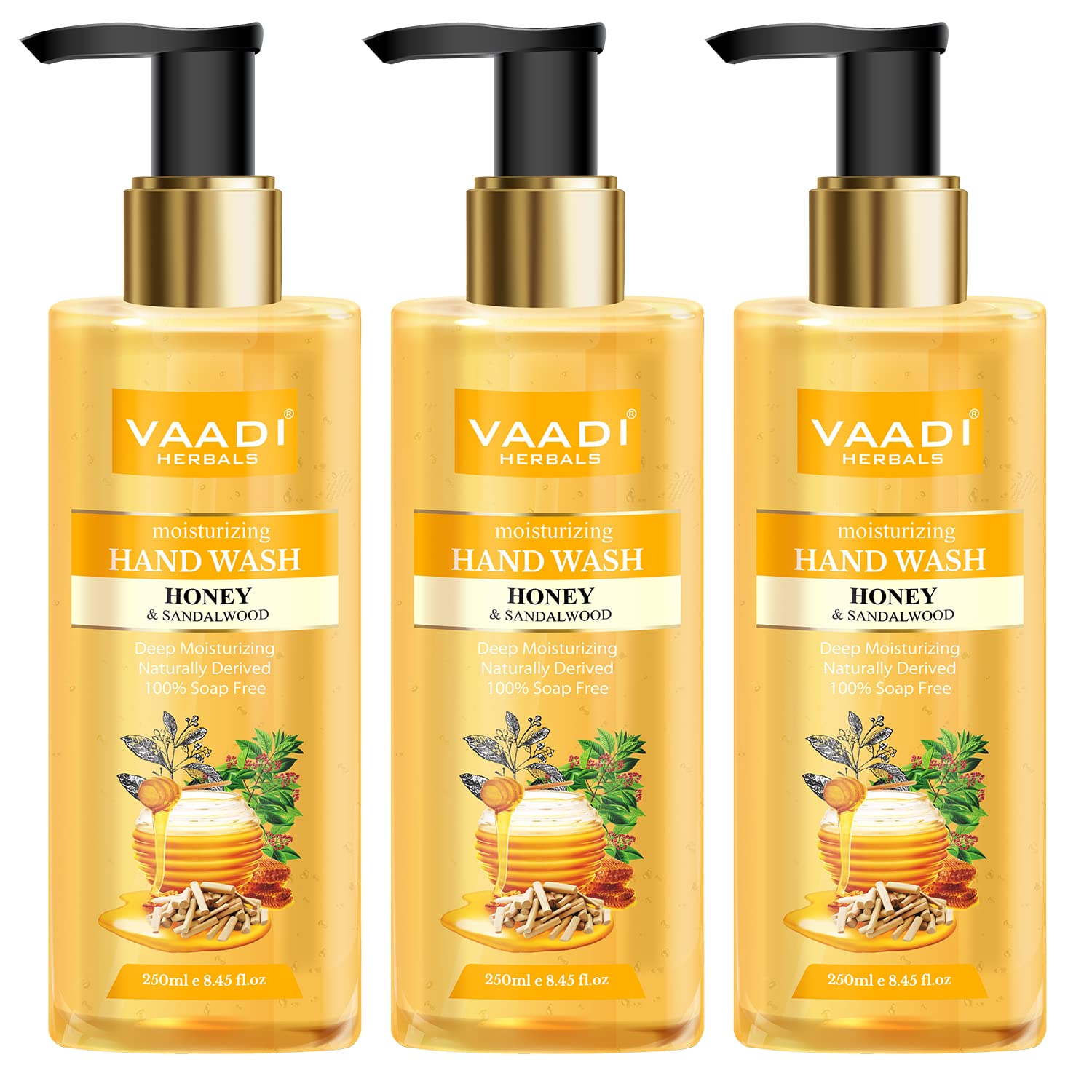 Vaadi Herbals Deep Moisturizing Honey And Sandal Hand Wash  250 Ml (Pack Of 3)