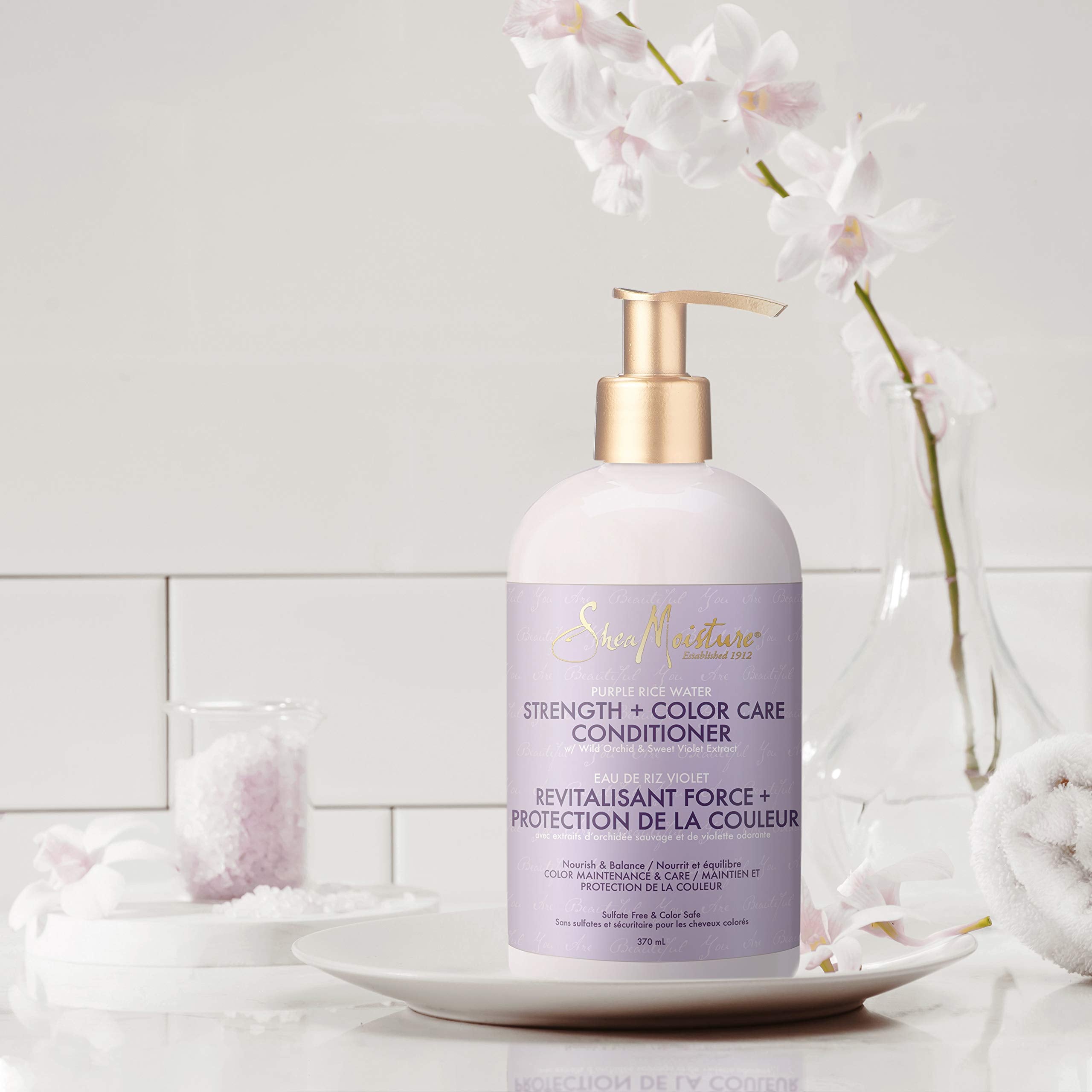 SheaMoisture Strength + Color Care Conditioner, Purple Rice Water, 12.51 Fl Oz, Model 0764302315896