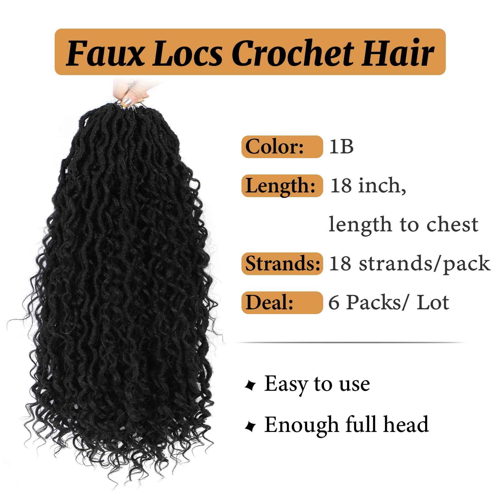 Forevery Faux Locs Crochet Hair 18 Inch Goddess Locs Crochet Hair 6 Packs Prelooped Crochet Hair For Black Women, Crochet Goddes