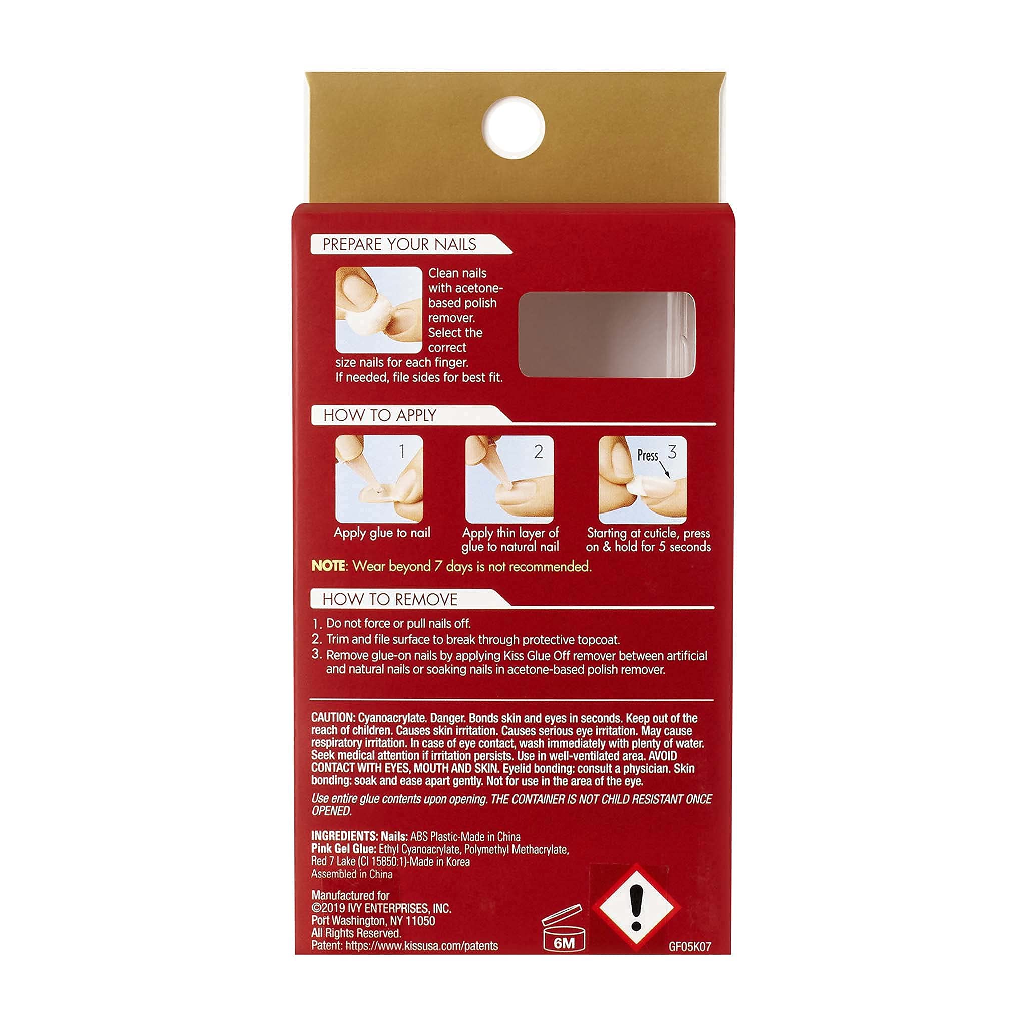 Gold Finger Full Cover Nails Press On 24 Nails Long Length