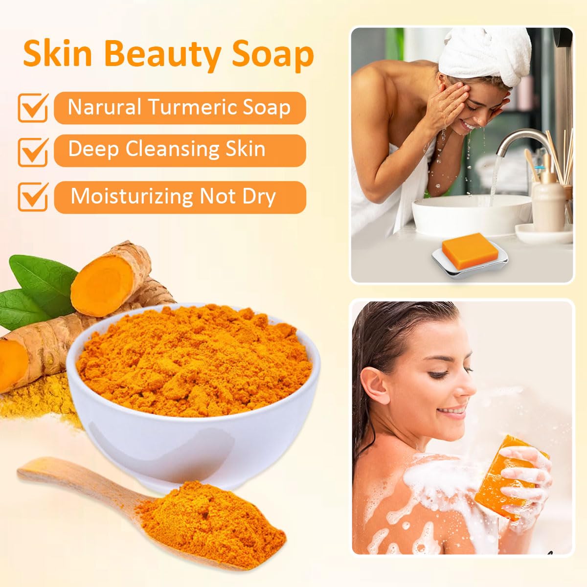 Hoyehola Kojic Acid Turmeric Soap Bar - Dark Spot Remover For Face Even Skin Tone, Moisturizing & Nourishing Natural Ingredients