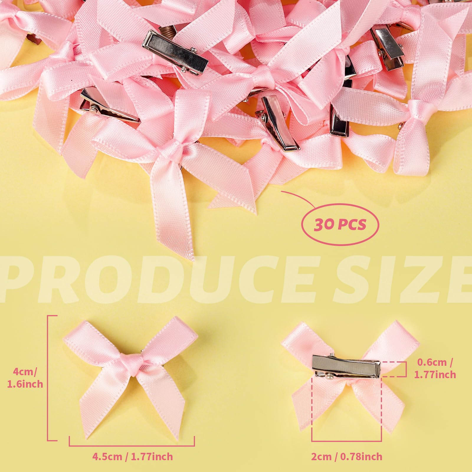 Teenitor 30Pcs Pink Hair Bow Pink Bow, Pink Bows For Hair Small Hair Bows Mini Pink Bows For Hair, Hair Bows For Women, Hair Bow