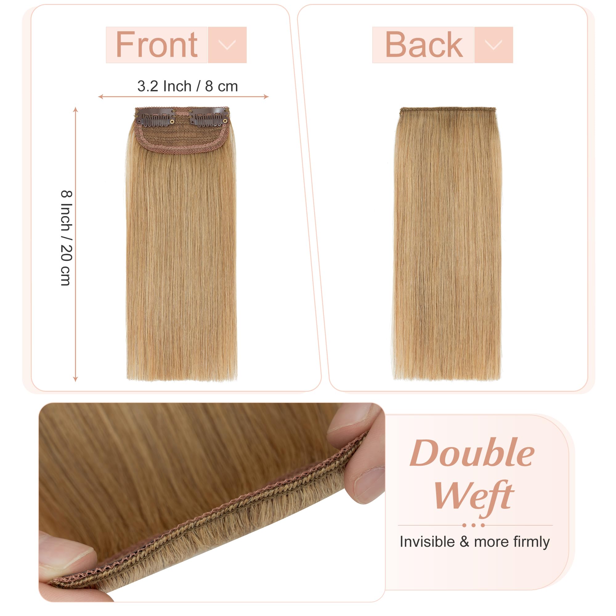 SEGO Short Hair Extensions Clip in Human Hair 8 Inch Hairpiece Human Hair Toppers for Women With Thinning Hair Adding Hair Volum