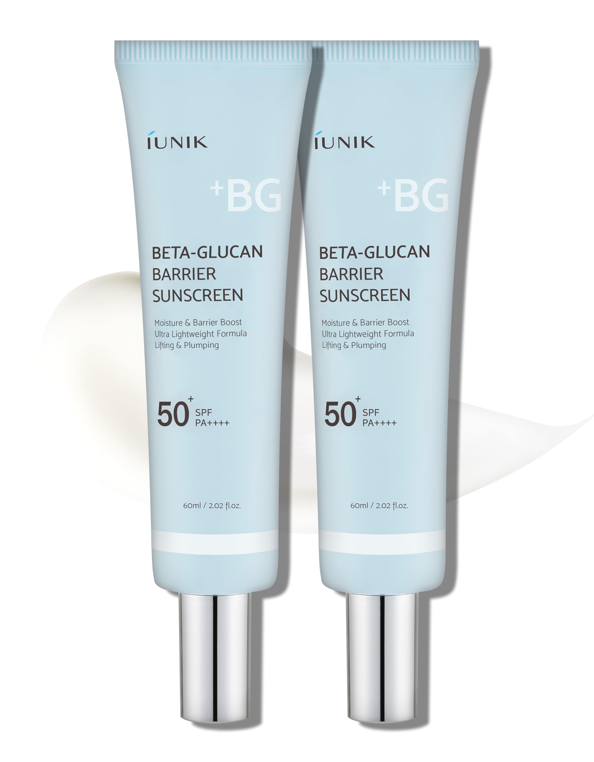 IUNIK Beta-Glucan Daily Sunscreen 2ea - Water Barrier Moisture Matte No White Cast SPF 50+ PA++++ Vegan Lifting & Plumping Moist