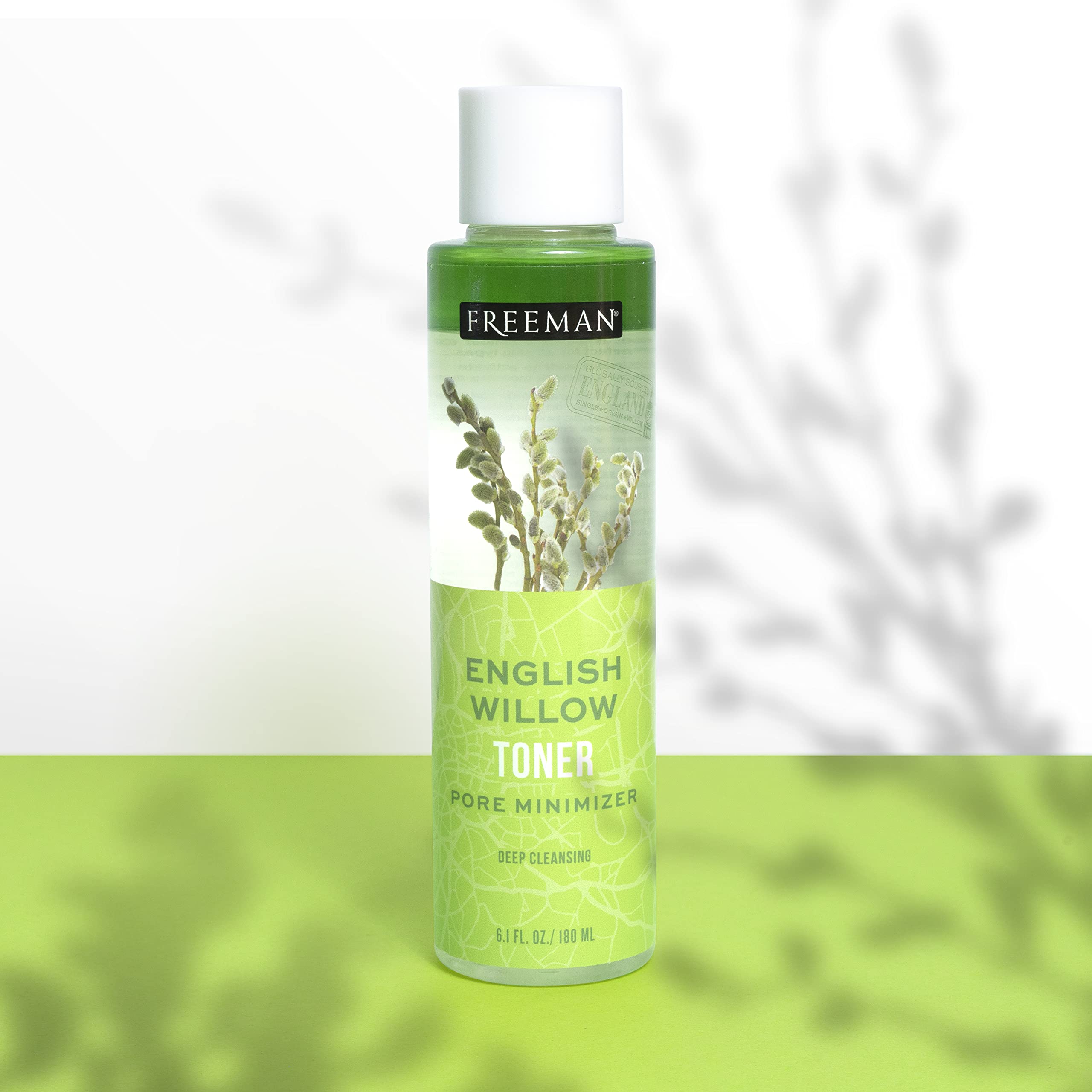 Freeman Exotic Blends Deep Cleansing English Willow Toner, Removes Makeup, Dirt, & Impurities, Clarifying Facial Toner, Pore-Min