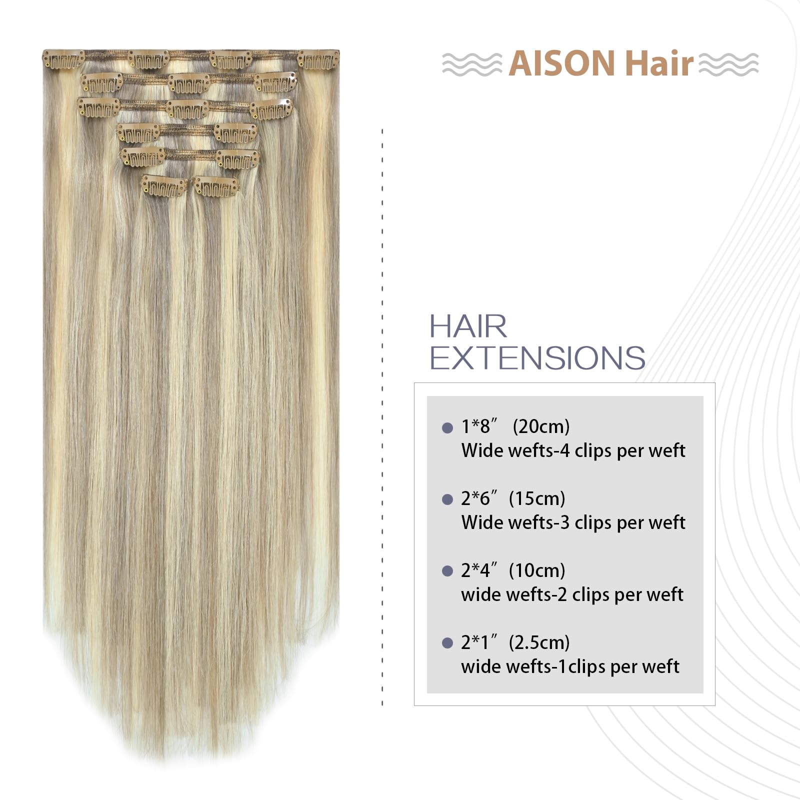 Blonde Extensions Clip in Real Human Hair 70G Light Ash Blonde Human Hair Clip in Extensions 7pcs 16clips One Pack (12 Inch #18P