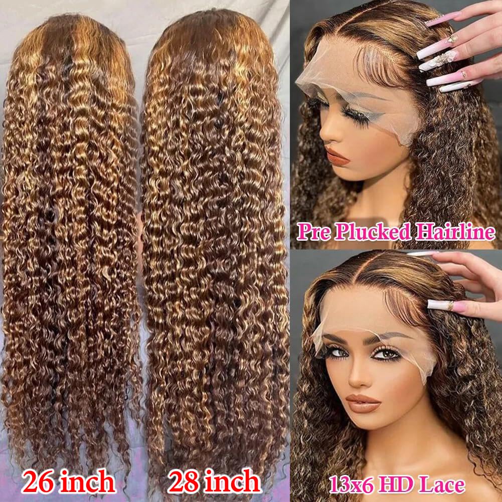 Blomas 200% Density 28 Inch Balayage 1B/27 Highlight Lace Front Wig Human Hair Body Wave Frontal Wigs For Women Human Hair 13X4