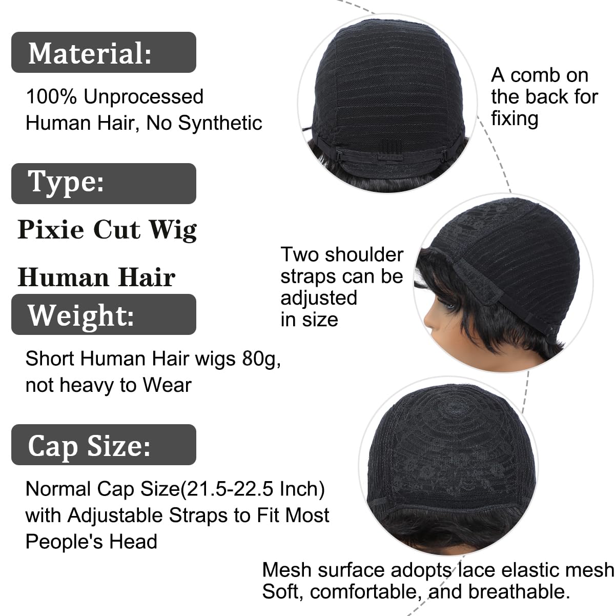 Misney Pixie Cut Wig Human Hair Short Pixie Cut Wigs For Black Women Human Hair Glueless Pixie Wig Layered None Lace Front Wig W
