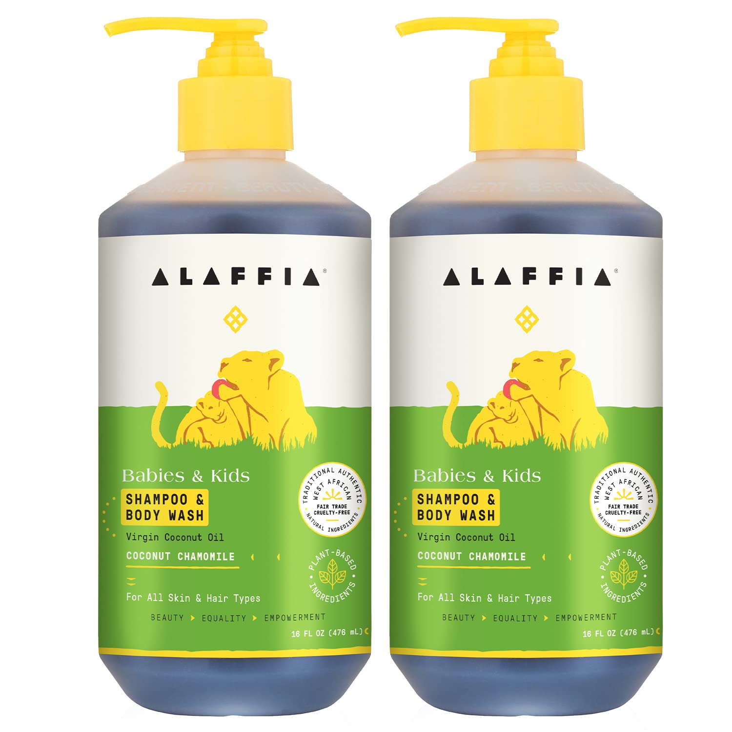 Alaffia Babies and Kids Shampoo and Body Wash, Gentle and Calming Support for Soft Hair and Skin with Yarrow and Chamomile, Coco