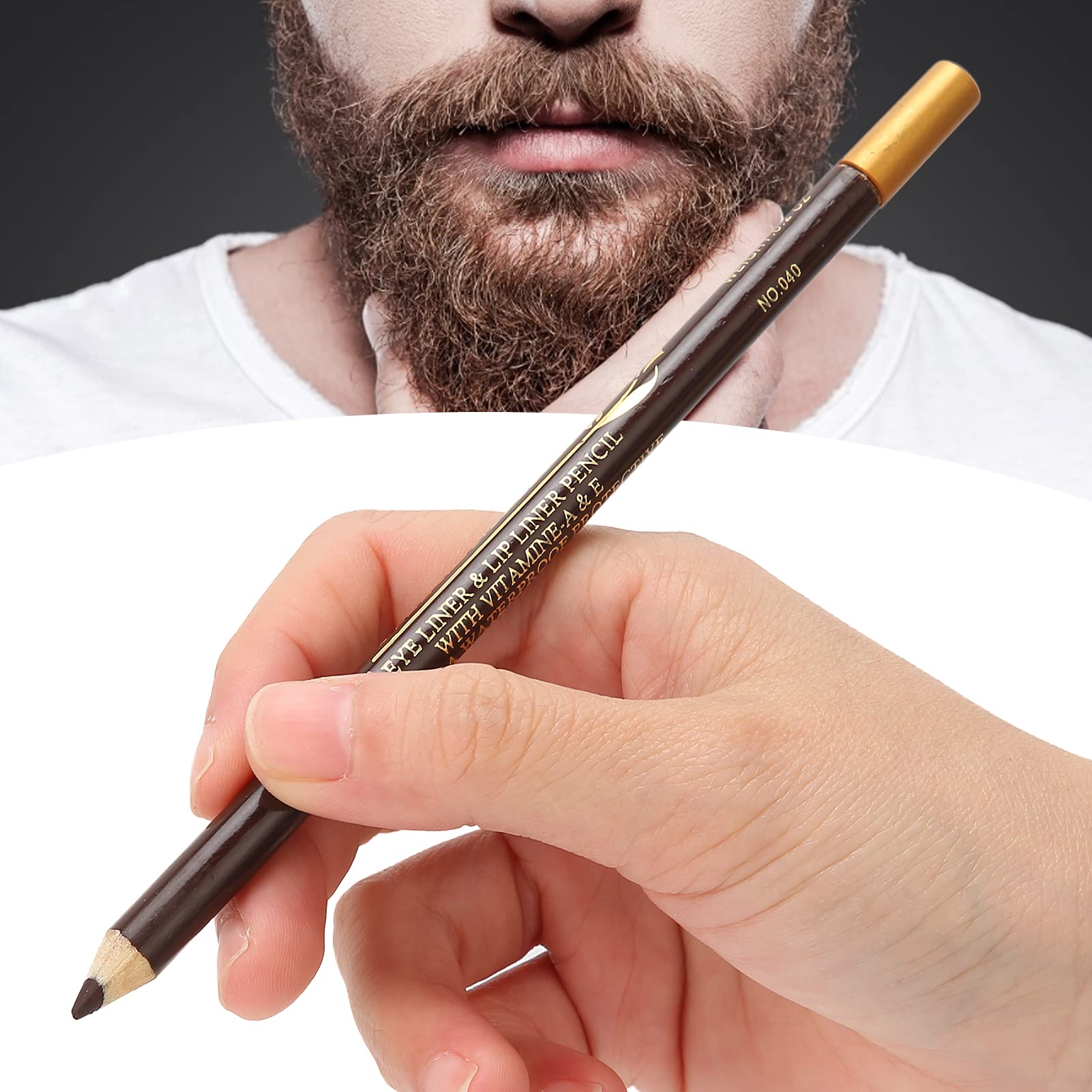 Beard Lineup Pen,Anggrek White Hairline Pen Professional Beard Pencil Filler Household Beard Pencil Liner Shaping Styling Tool(D