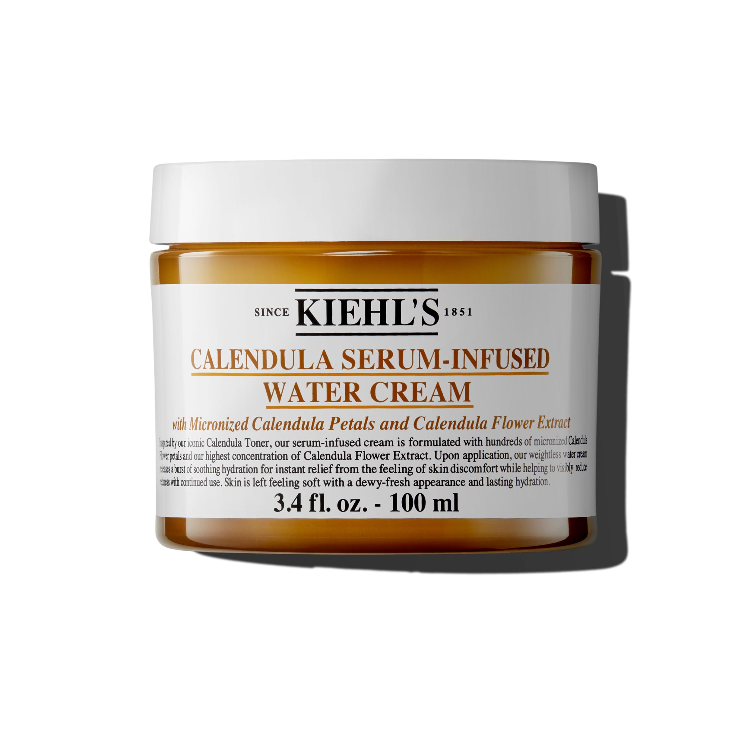 Kiehls Calendula Serum Infused Water Cream, Soothing Gel Moisturizer for All Skin Types, Visibly Evens Skin Tone & Boosts Radia