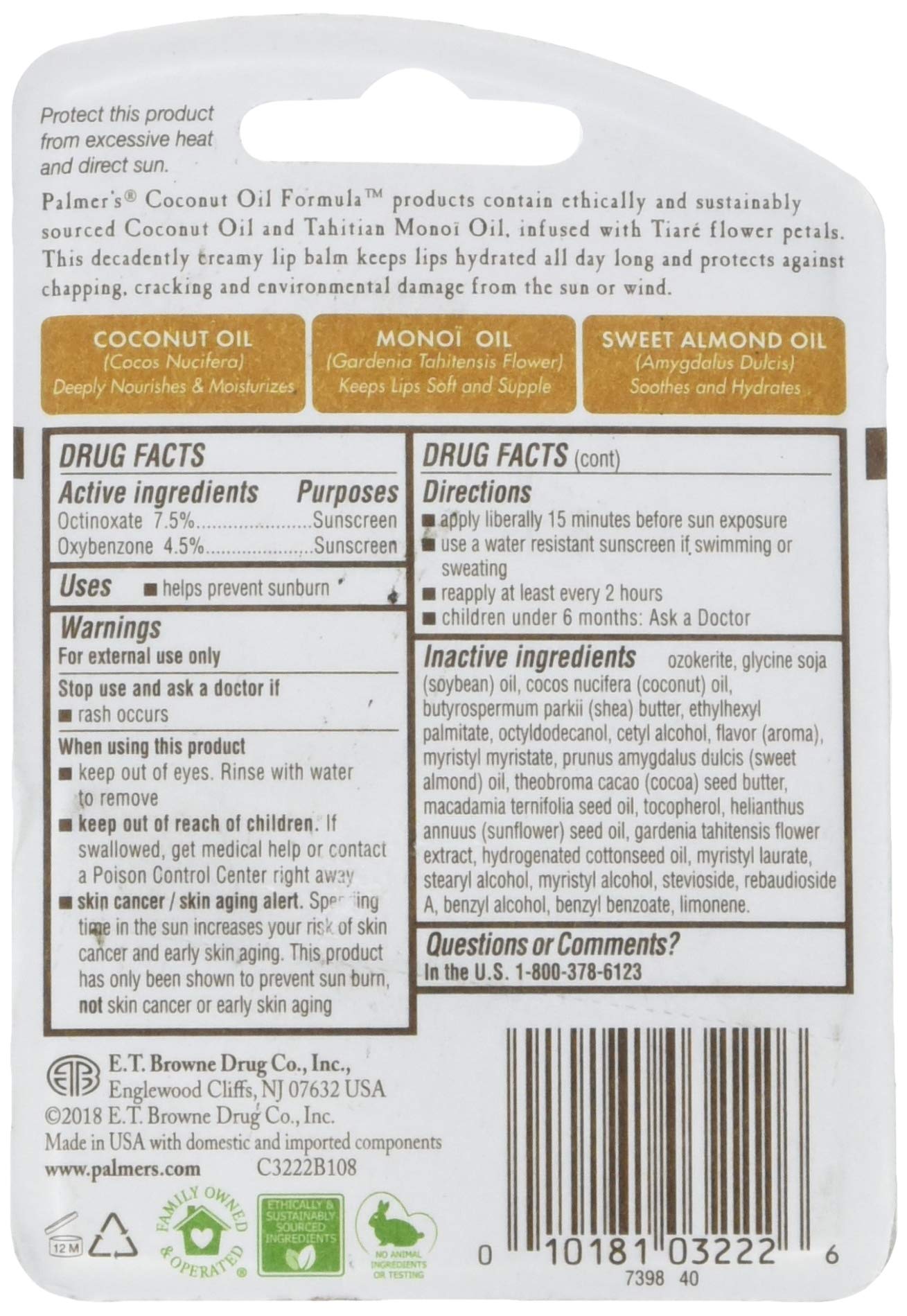 Palmer'S Coconut Oil Lip Balm Spf 15, 0.15 Ounce