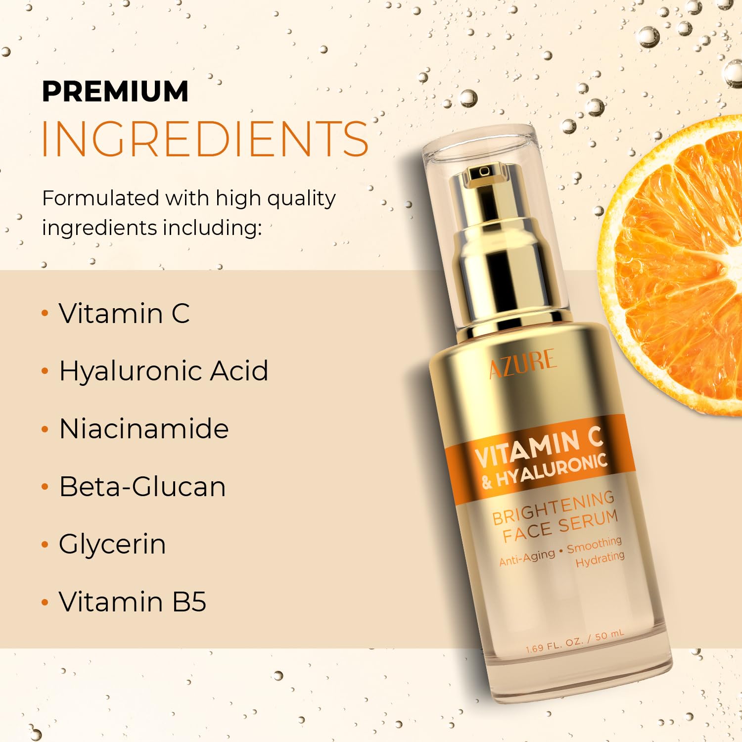 Vitamin C Serum With Hyaluronic Acid - Dermatologist Tested - Korean Skin Care - Anti Aging & Acne Face Serum - Cruelty Free - A