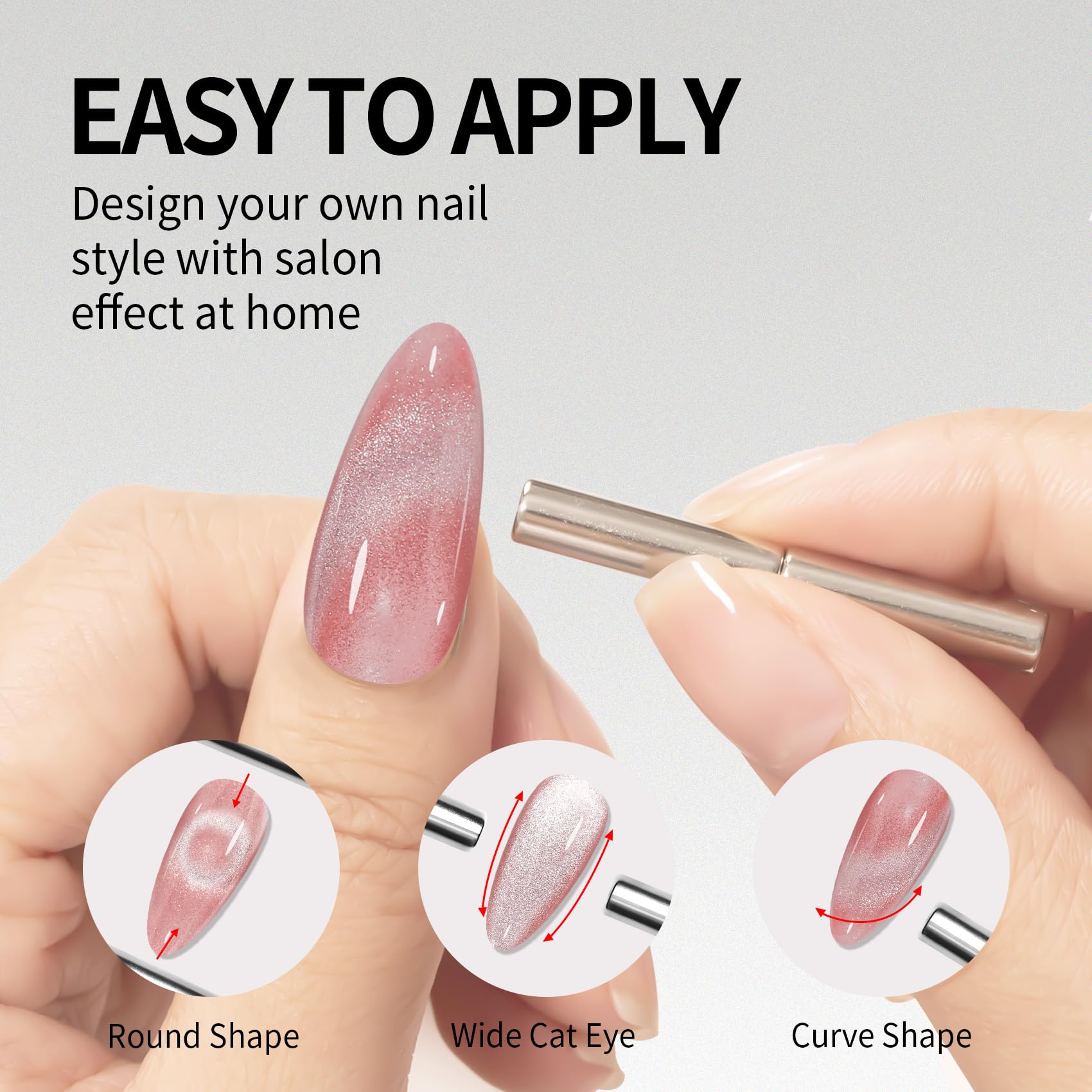 Maychao 15Ml Cat Eye Gel Nail Polish 1Pc Jelly Pink Gel Polish With Magnet Soak Off Holographic Magnetic Nail Polish For Nail Ar