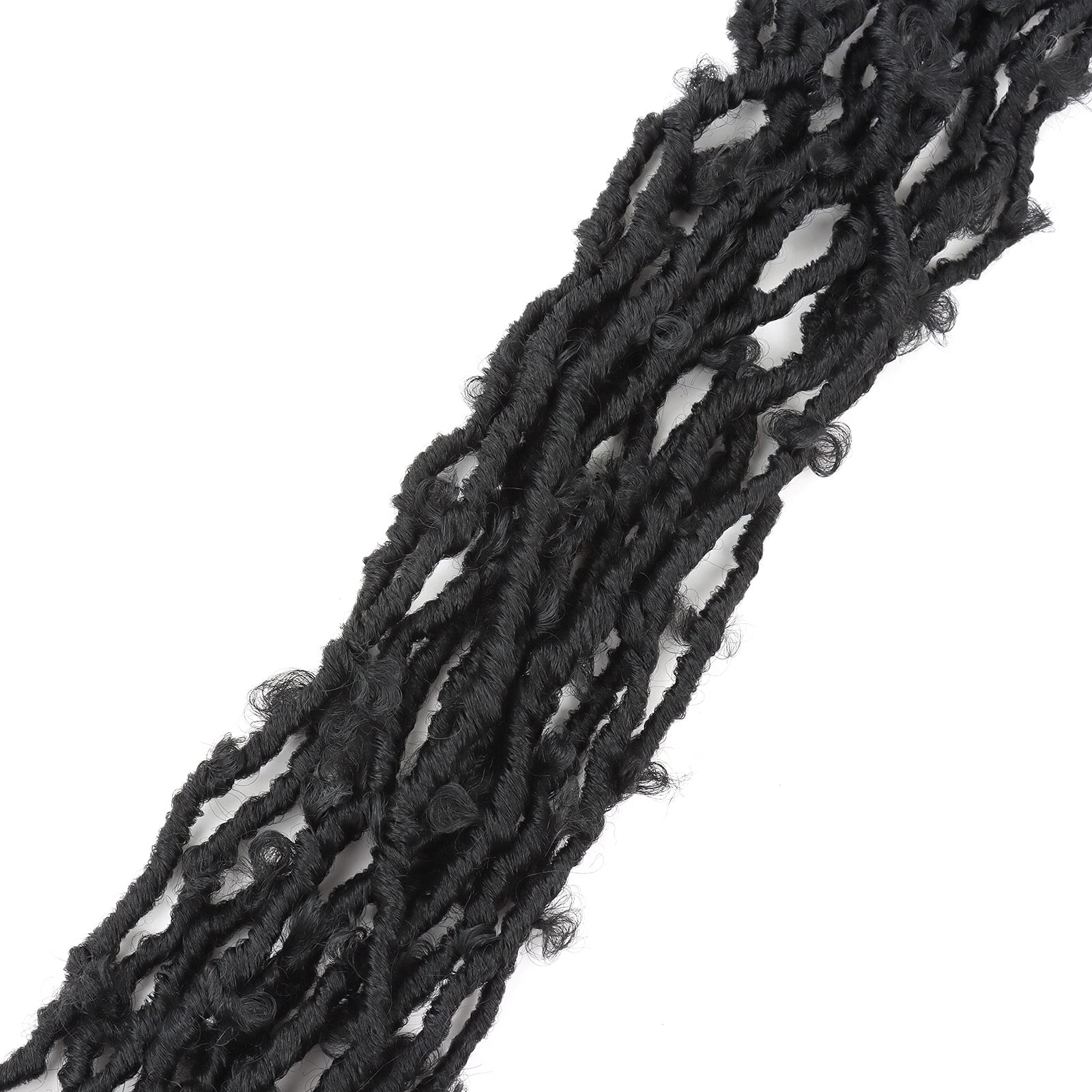 5 Packs 18 Inch Butterfly Crochet Hair For Black Women Faux Locs Pre Looped Pre-Twisted Braids (18 Inch 5 Pack, 1B)
