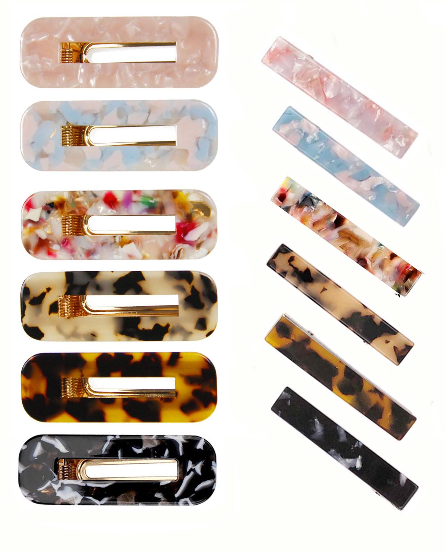 SINNKY 12PCS Acrylic Resin Hair Clips Geometric Alligator Hair Clips Non-Slip Large Barrettes for Women Ladies Hair Accessories