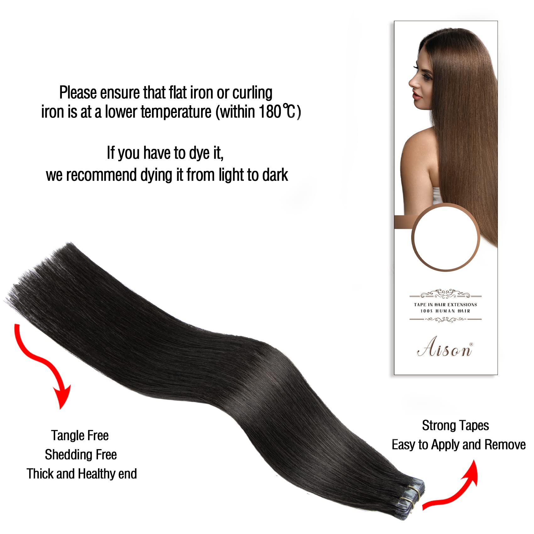 Tape In Remy Hair Extensions 1B Naturl Black 100% Human Hair Extensions Silky Straight For Fashion Women 20 Pcs/Package(14Inch 1