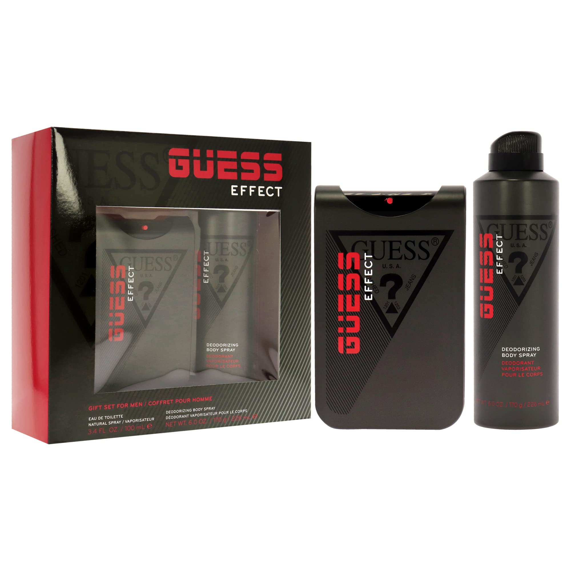 Guess Guess Effect 3.4 oz EDT Spray, 6oz Body Spray Men 2 Pc Gift Set
