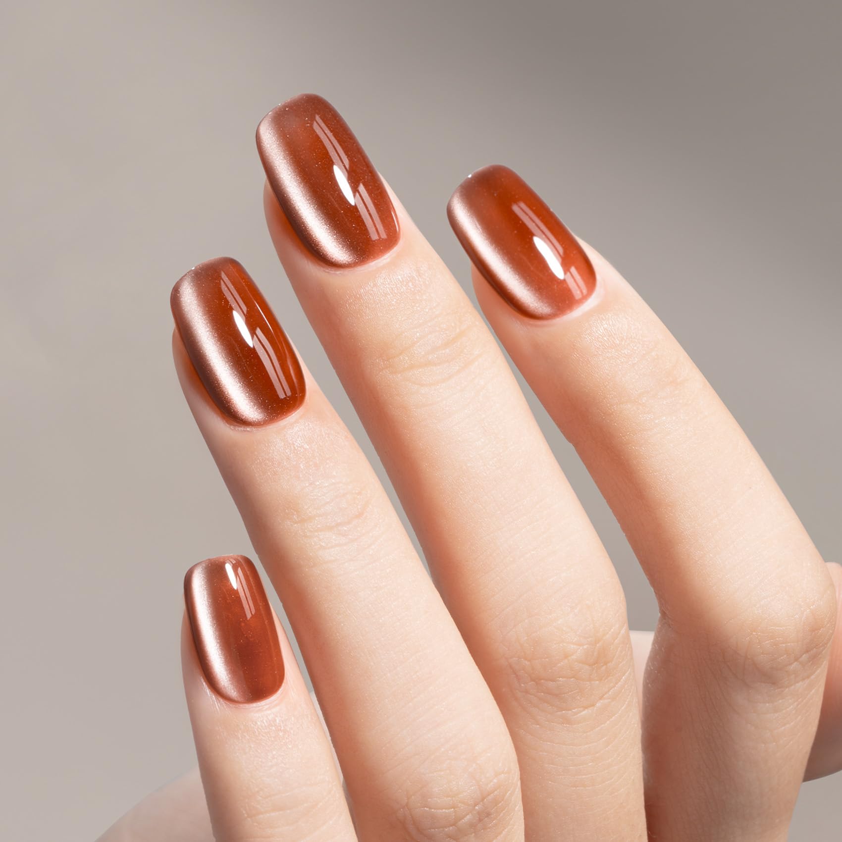 Maychao 15Ml Cat Eye Gel Nail Polish 1Pc Glassy Bronze Gel Polish With Magnet Soak Off Holographic Magnetic Nail Polish For Nail