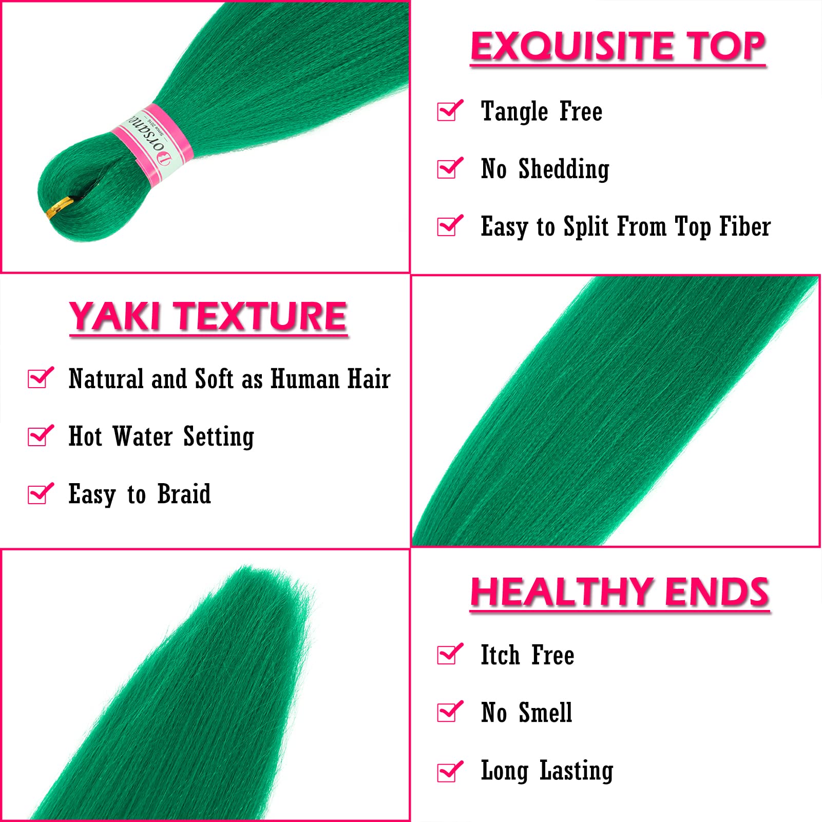 Dorsanee Green Braiding Hair Pre Stretched 20 Inch 3 Packs Professional Easy Braiding Hair For Crochet Braids Twists Locs Hair S