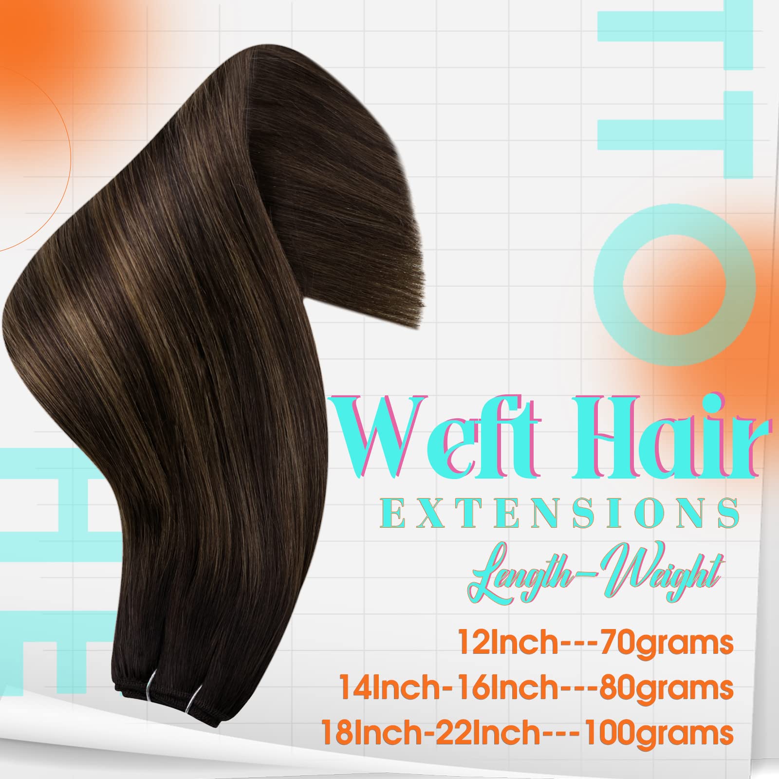 Hetto Ombre Brown Human Hair Weft Sew in Extensions Weft Hair Extensions Human Hair #2/8/2 Darkest Brown with Ash Brown Balayage