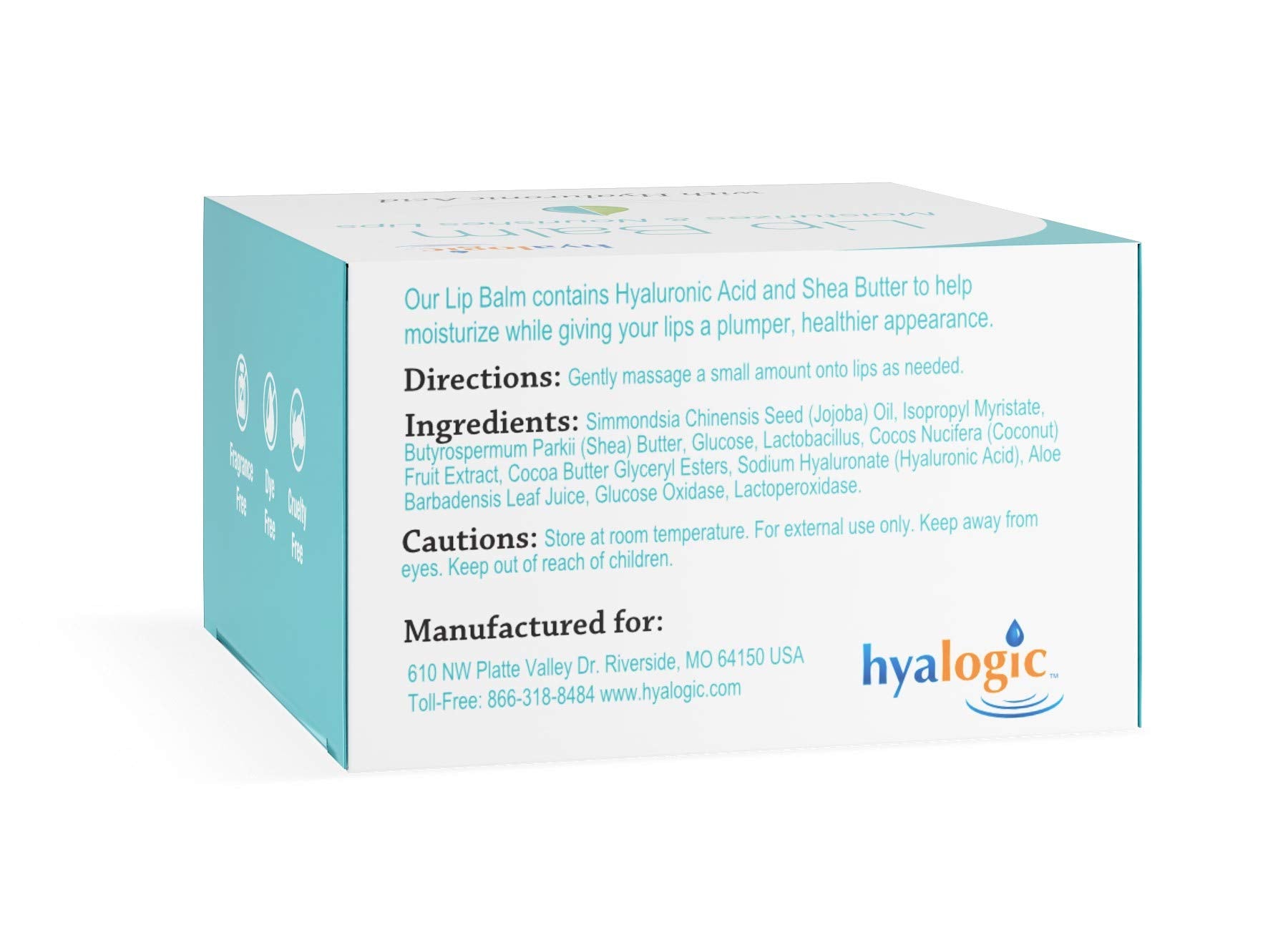 Hyalogic Episilk Hydrating Lip Balm W/Hyaluronic Acid | Dry Lips | Natural Moisturizing Lip Balm | Gluten & Fragrance Free, Unfl