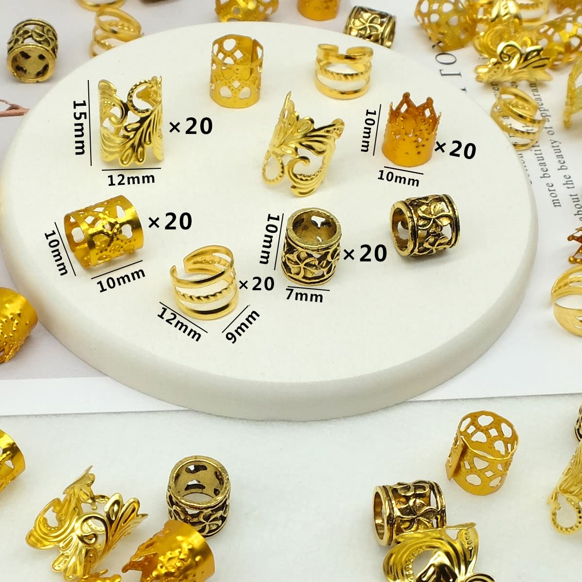 100 Pcs Loc Jewelry For Hair Dreadlock Accessories Hair Jewelry For Braids Adjustable Gold Hair Cuffs Braiding Hair Rings For Wo