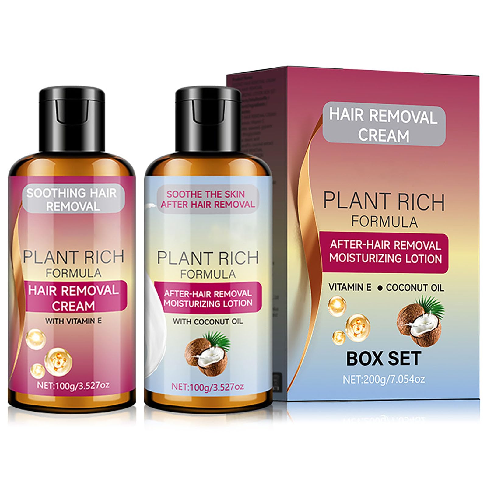 Face Hair Removal with Soothing Gel, Coconut Facial Hair Removal Cream for Women & After Shave Oil for Smooth Skin Gentle for Se
