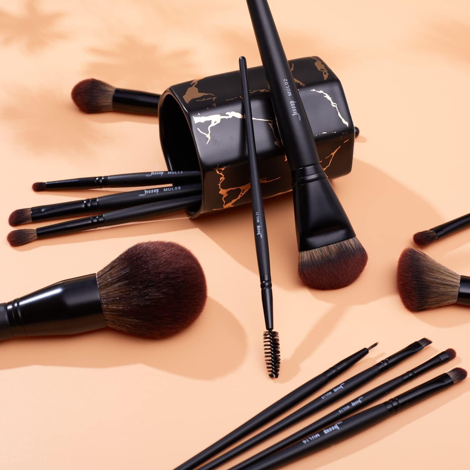 Jessup Full Makeup Brushes Set 13Pcs, Professional Vegan Foundation Powder Contour Blush Highlight Eyeshadow Blending Concealer