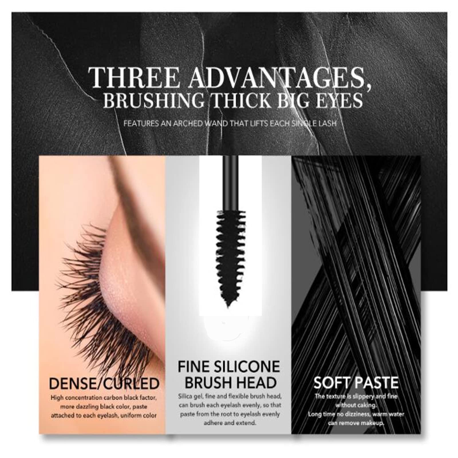 Lgszgdcn 2 Pcs Black Cat Eye Mascara Eyes Makeup Color Mascara Waterproof Fast Dry Eyelashes Curling Lengthening Makeup Eye Leng