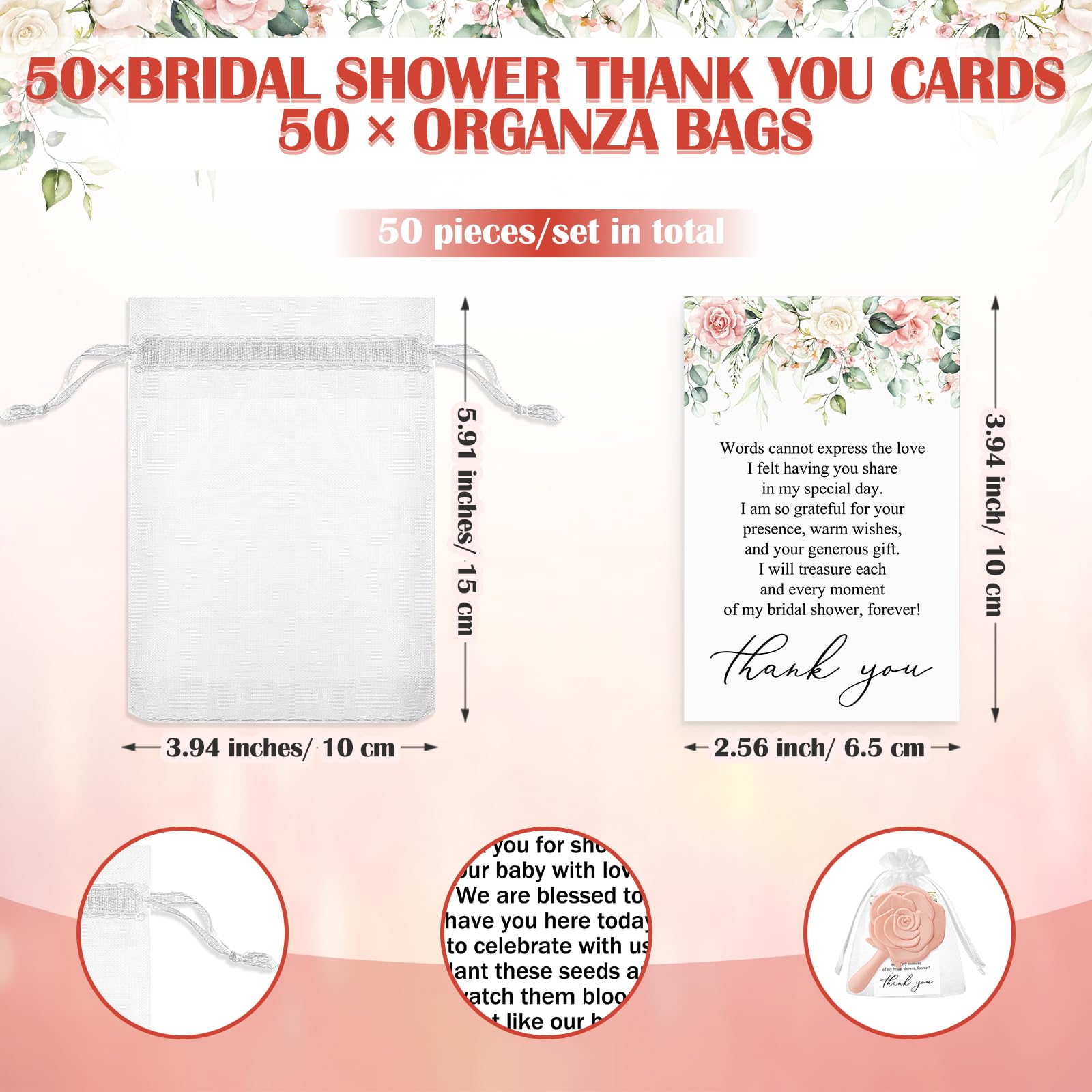 Wenqik 50 Sets Bridal Shower Favors Rose Compact Mirrors Bulk Wedding Favors For Guests Rose Compact Handheld Mirrors With Thank