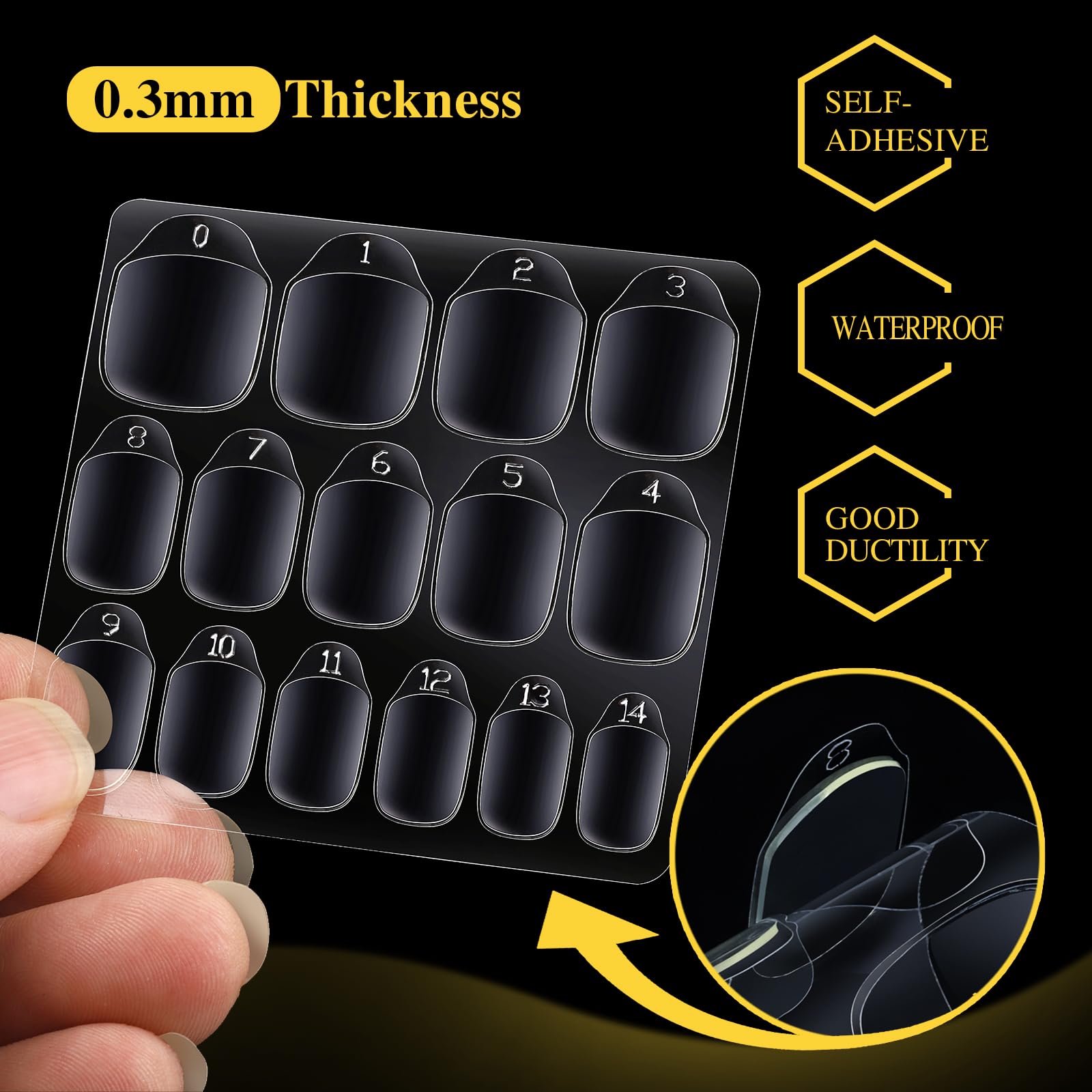 Teenitor 300Pcs Nail Adhesive Tabs For Press On Nails, 15 Sizes Of Nail Sticky Tabs For Nails Press On Nail Stickers, Nail Glue