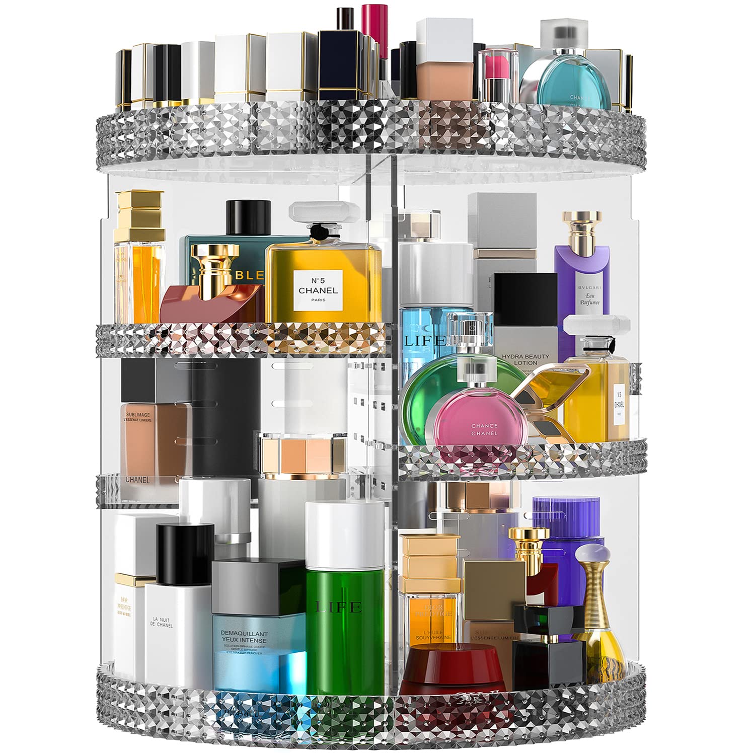 Rotating Makeup Organizer Countertop, Acrylic Makeup Storage Organizer Round, Large Cosmetic Organizer 7 Layers Large Capacity,