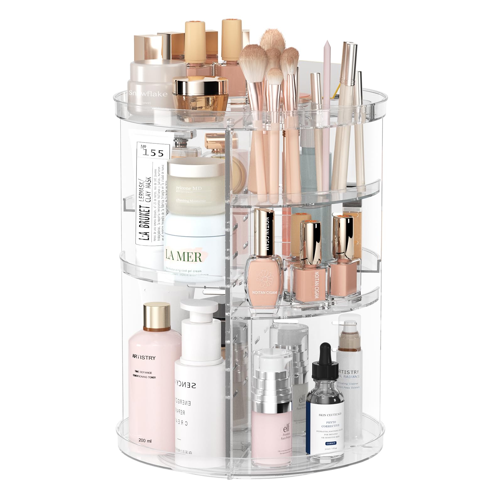 Rotating Makeup Organizer, Diy 8 Adjustable Layers Spinning Skincare Organizer, Cosmetic Display Case With Brush Holder Perfume
