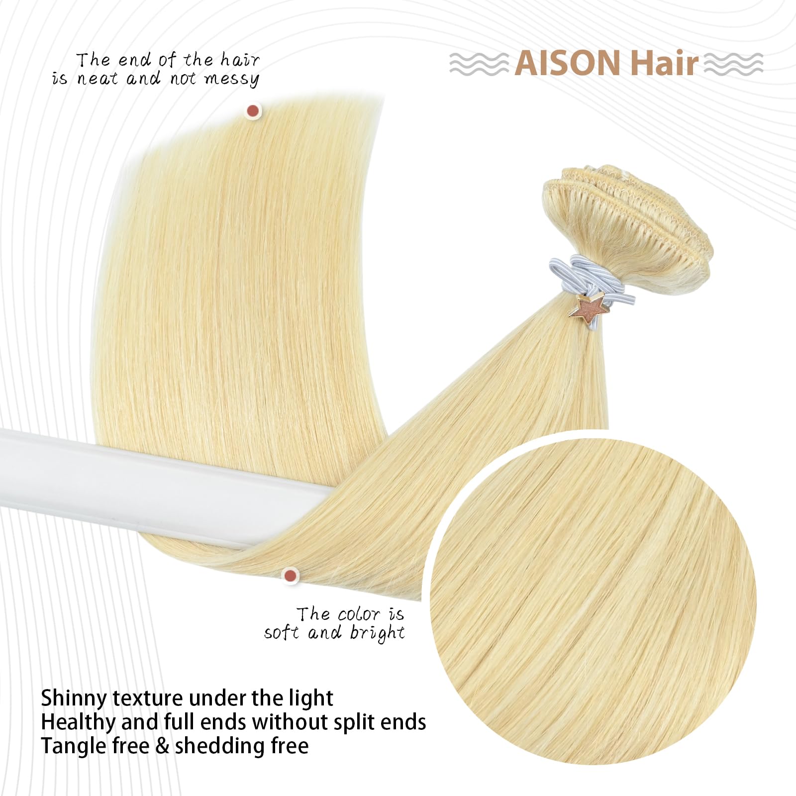 Platinum Blonde Clip in Hair Extensions Real Human Hair 70G 100% Remy Human Hair Soft Silky Straight for Fashion Women 7pcs 16cl