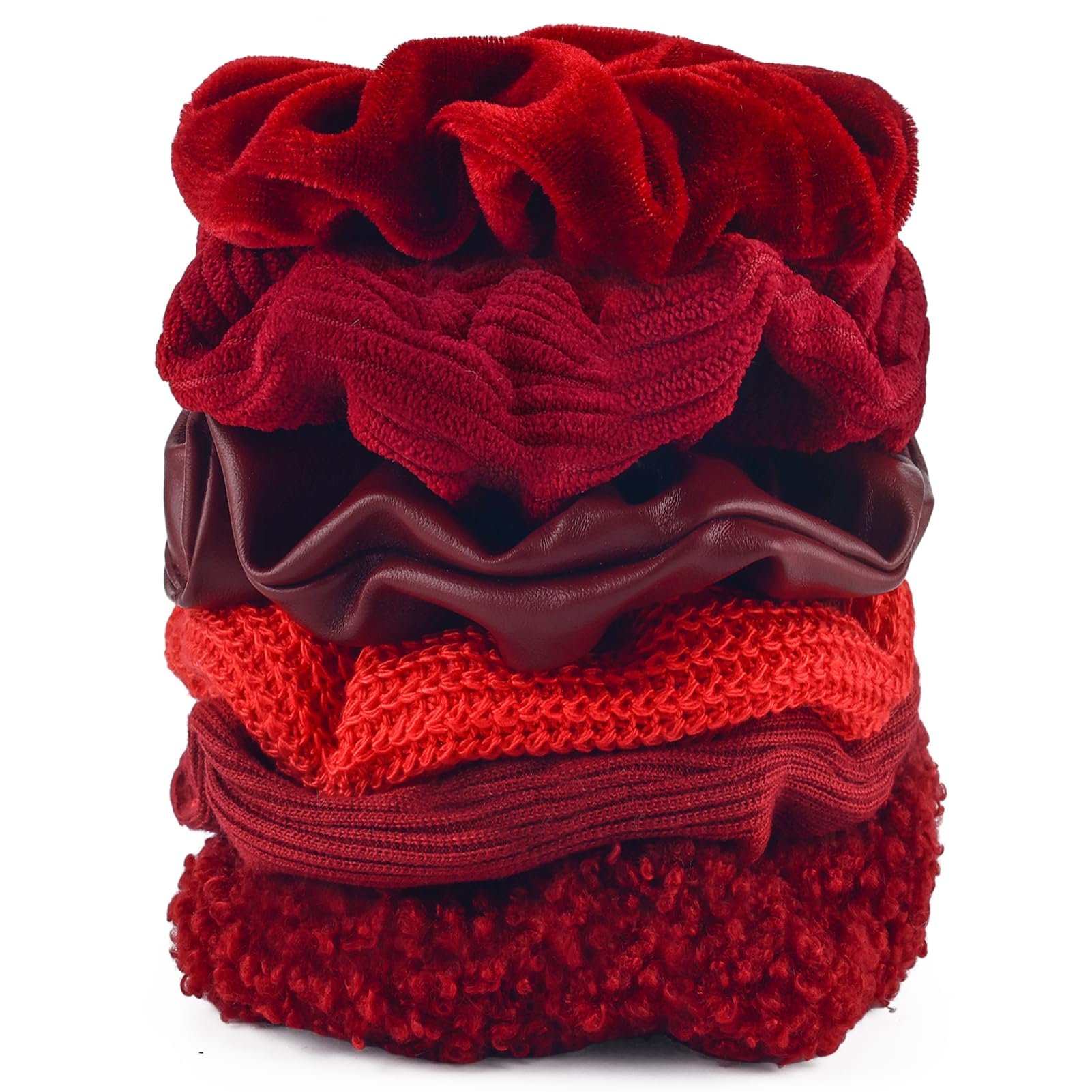 Scrunchies for Women Girls 6Pcs Red Velvet Scrunchies for Thick Hair Ultra Textured Soft Corduroy Scrunchy Hair Ties Christmas E