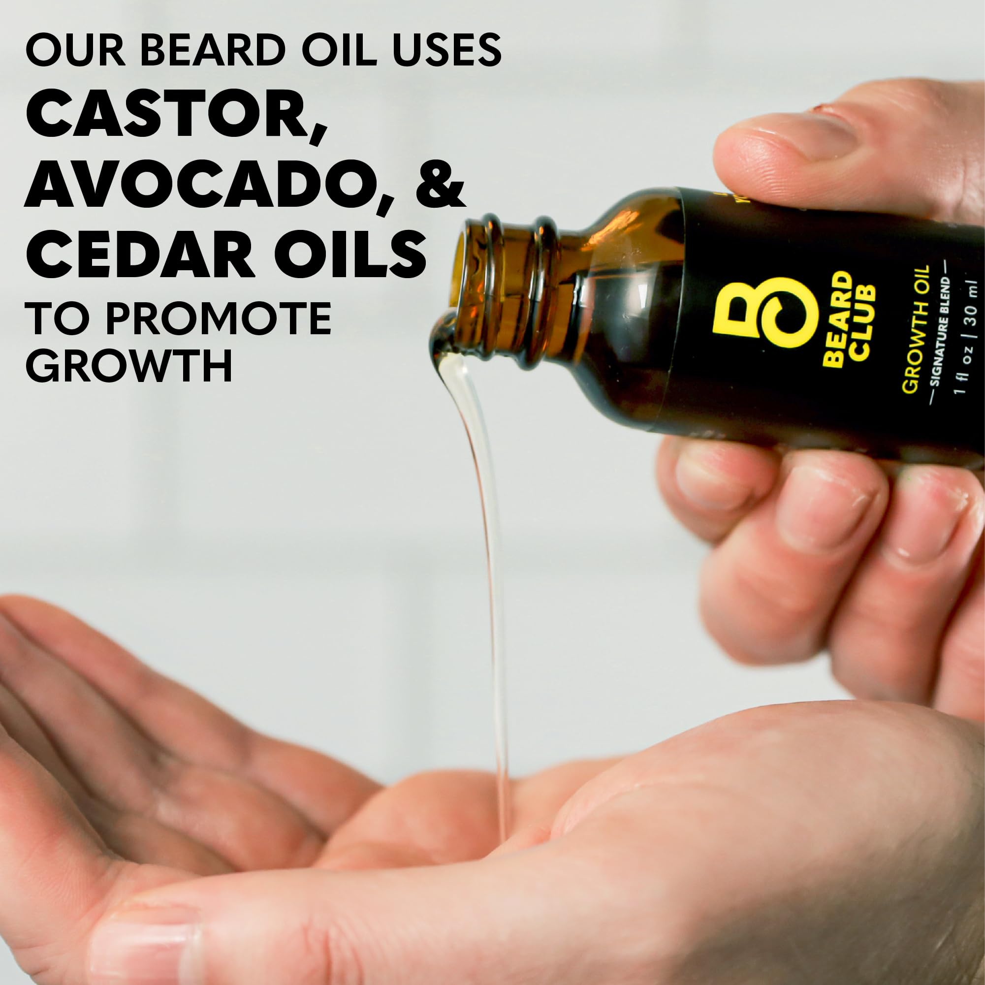 Beard Club - Beard Growth Oil - Grow A Thicker Fuller Beard & Hair, Fill in Patches - Healthy Natural Castor, Coconut and Avocad