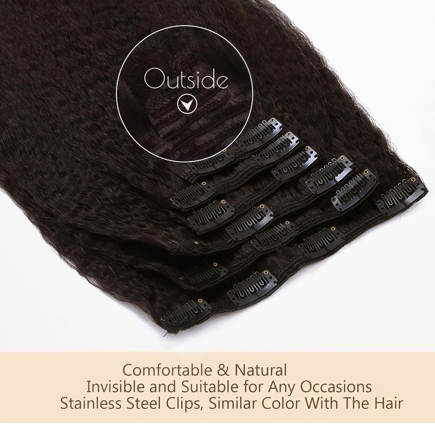 Loxxy Kinky Straight Clip Ins For Black Women Natural Black Brazilian Hair Extensions Real Human Hair Clip Ons Double Weft Thick