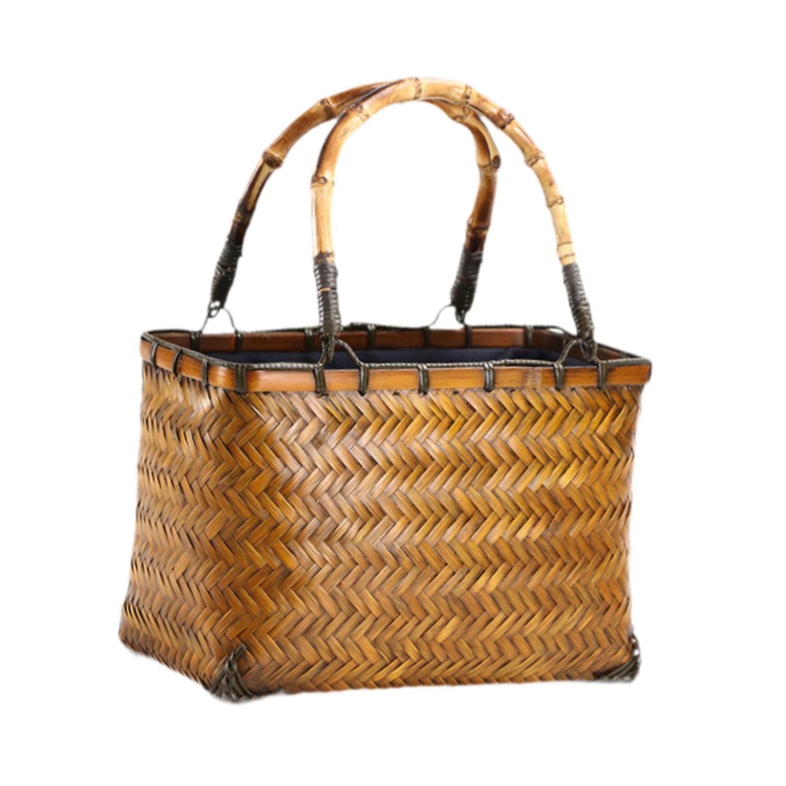 Calandis Bamboo Woven Tote Bag Lady Vintage Style Woven Basket For Work Wedding Beach Style E | Womens Handbags & Bags