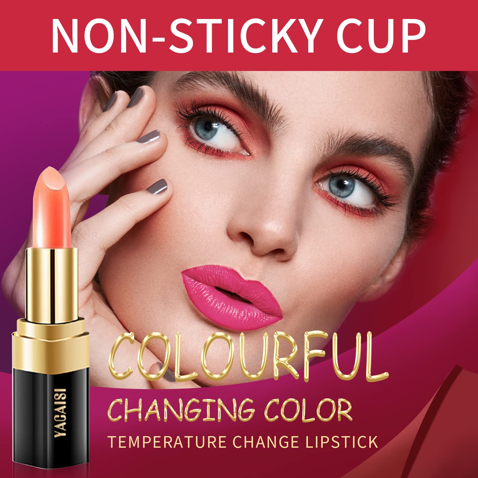 Yeweian Carrot Color Changing Lipstick, Natural Moisturizing Lip Gloss Korean Lip Balm Long Lasting Lip Care Labiales Magicos Nu