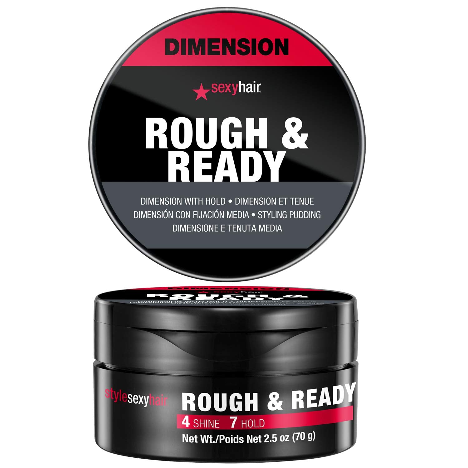 SexyHair Style Rough & Ready Dimension with Hold Styling Putty, 2.5 Oz | Pliable Hold | Allows Easy Molding, Defining and Shapin