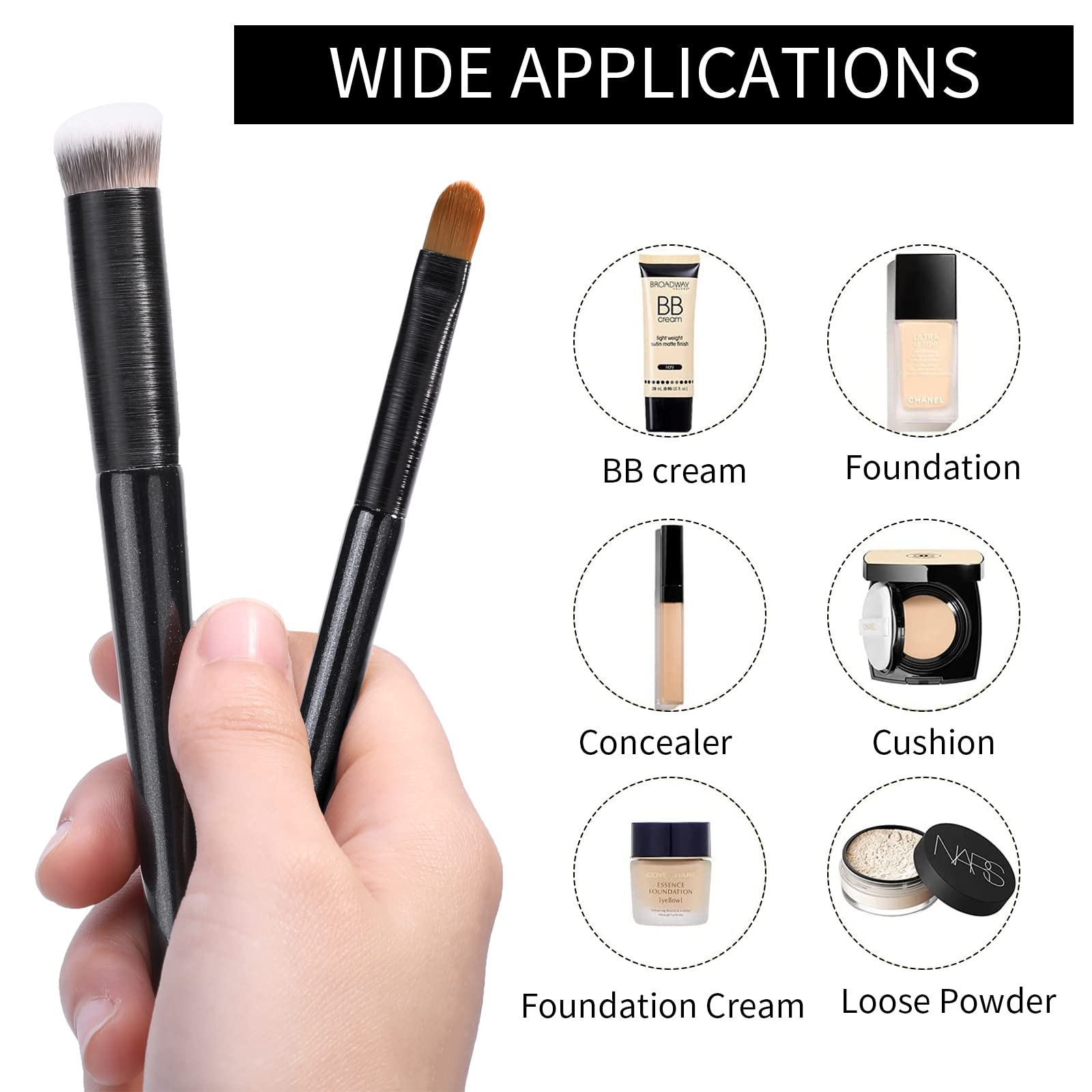 Msq 2Pcs Concealer Brush Angled Top Concealer Makeup Brush Under Eye Mini Angled Brush Nose Contour Brush Small Makeup Foundatio